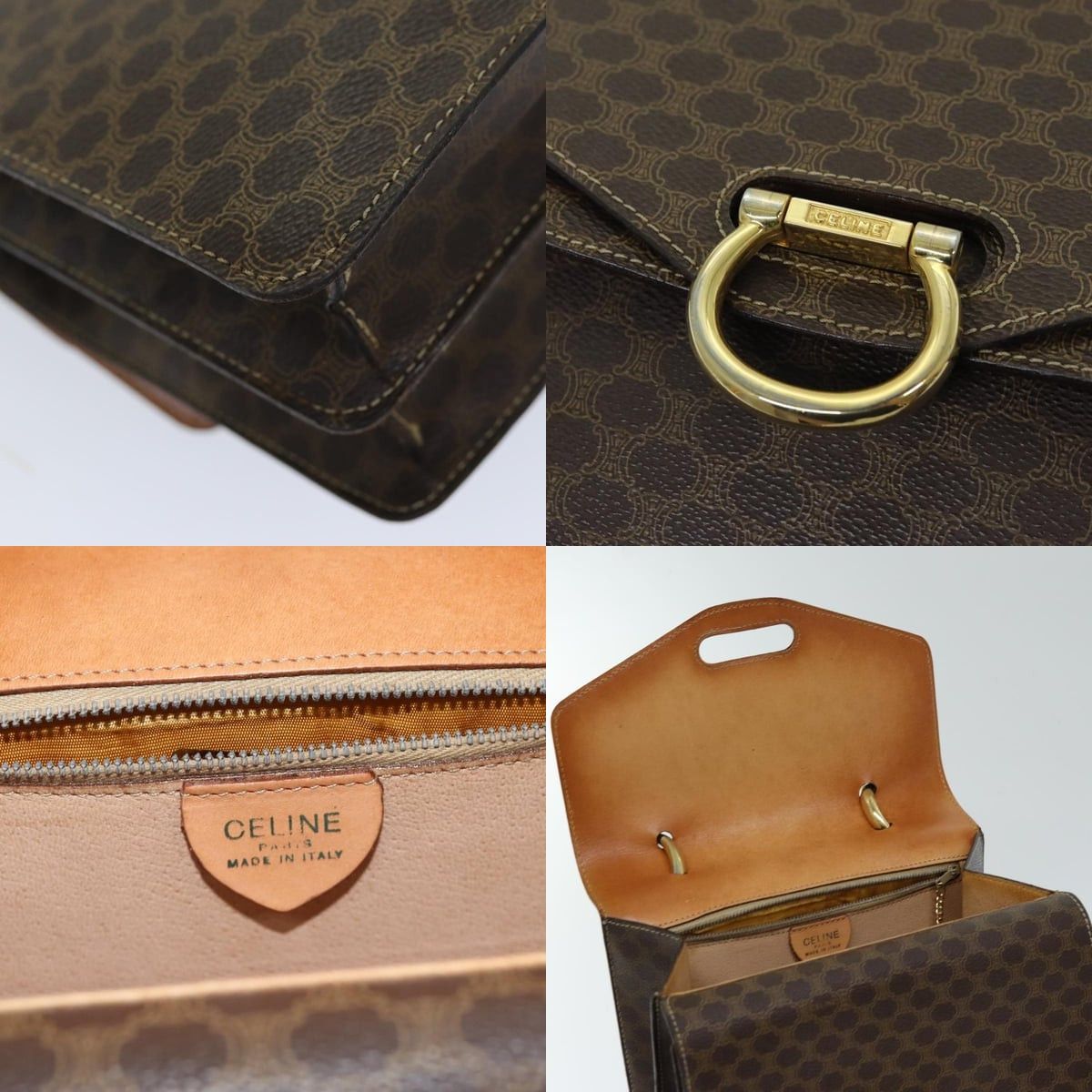 Celine CELINE Macadam Canvas Hand Bag Pvc Brown Size ONE SIZE - 11 Thumbnail