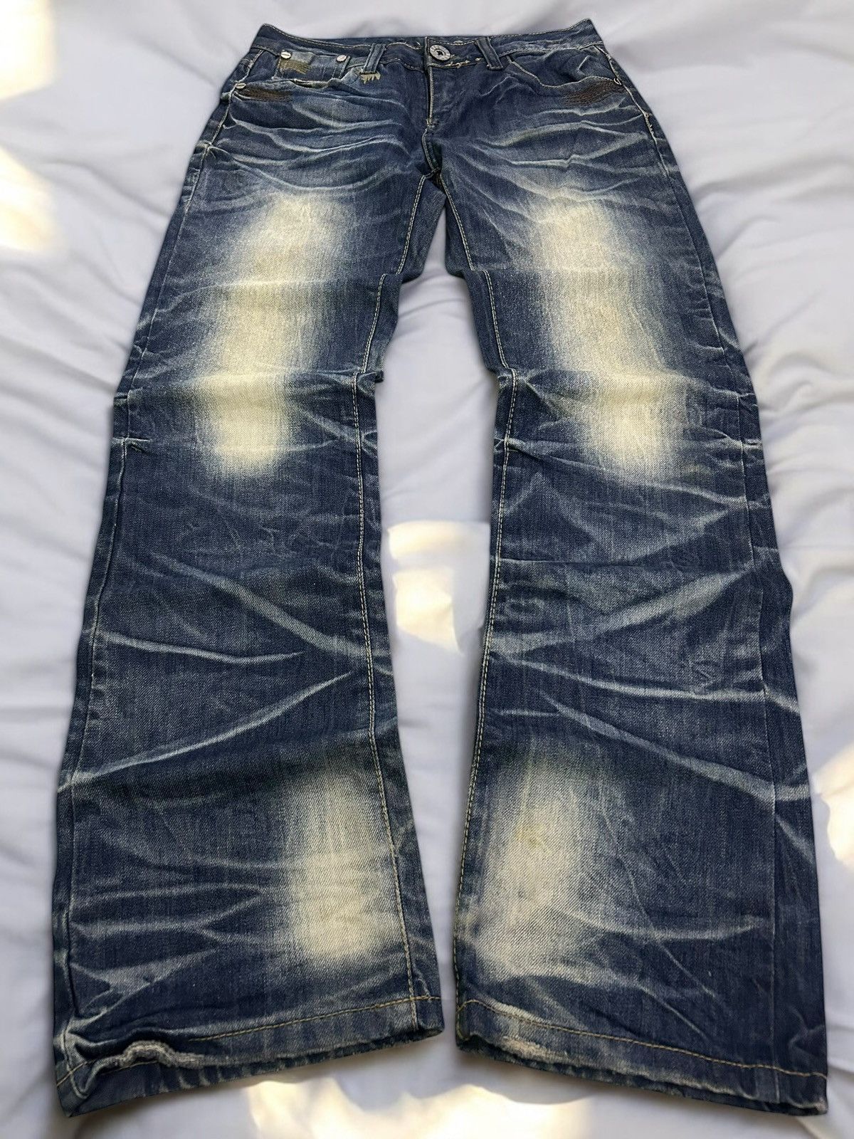 If Six Was Nine Jianai Denim Stacked Grunge Fit Heavy Fade Whisker Washed Size US 28 / EU 44 - 1 Thumbnail