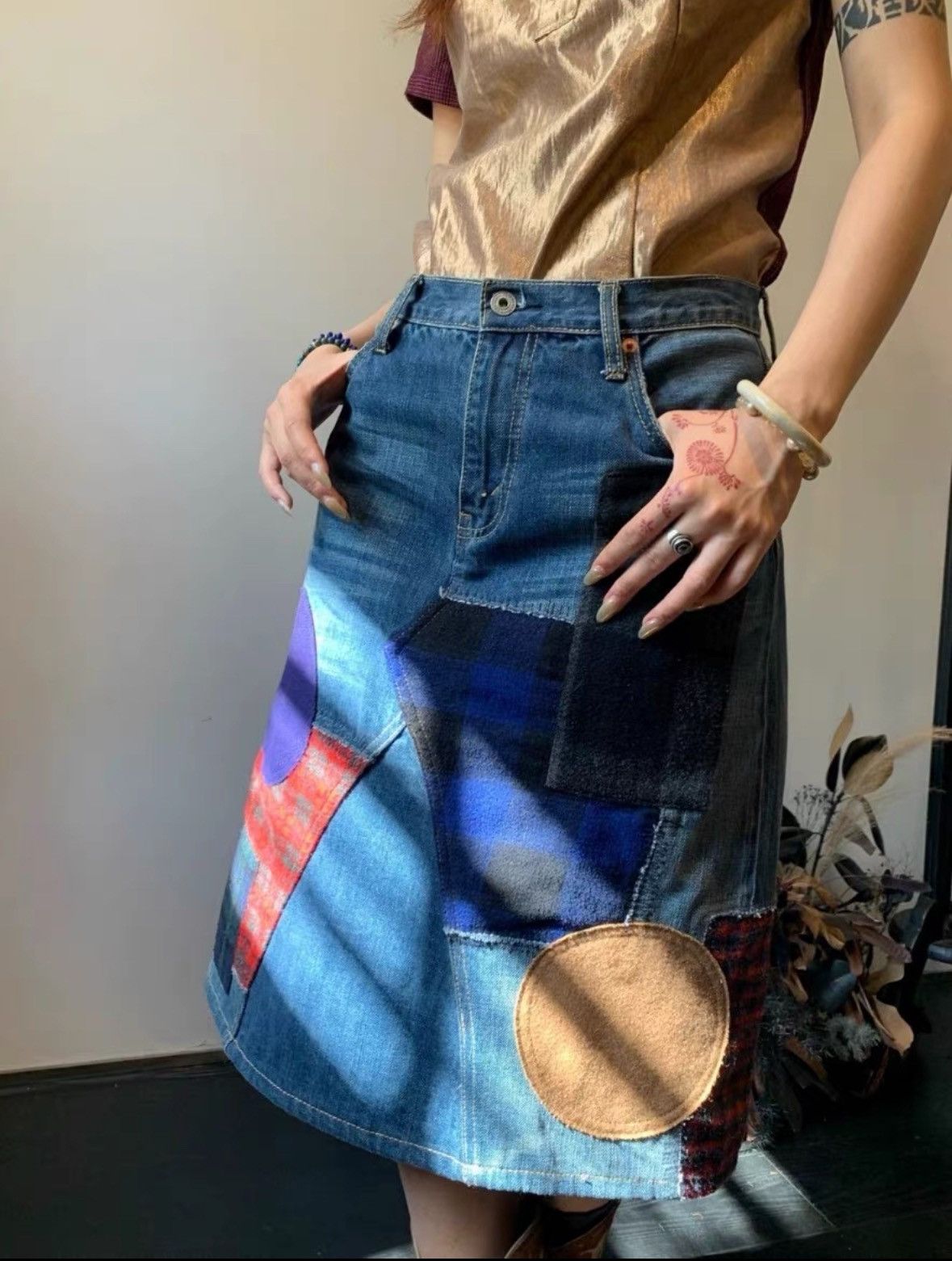 Junya Watanabe Junya Watanabe Patchwork Denim Skirt Size 27" / US 4 / IT 40 - 7 Thumbnail