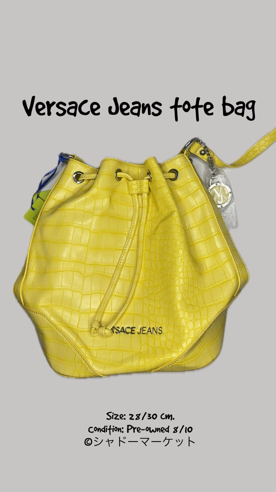Versace Jeans Couture Versace Jeans Yellow Faux Croc Bucket Bag Size ONE SIZE - 1 Thumbnail