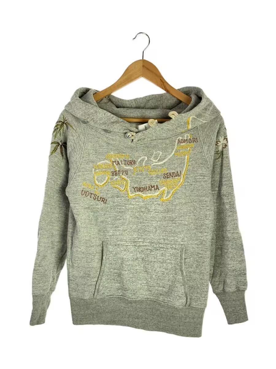 image of Kapital Embroidered Map Of Japan Hoodie in Grey, Women's (Size Small)