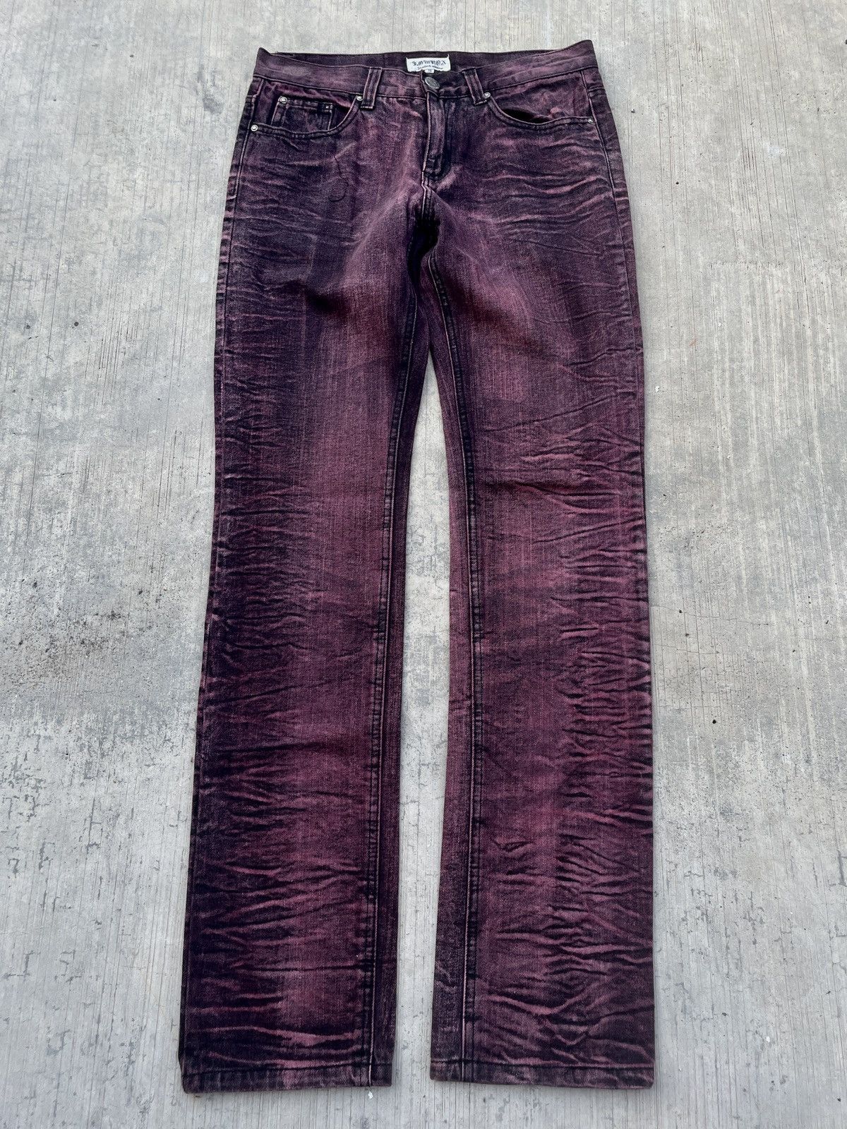 Japanese Brand 💥RARE💥2000s JAPANESE BRAND LOWBOX RED WINE WHISKER JEANS Size US 30 / EU 46 - 1 Thumbnail