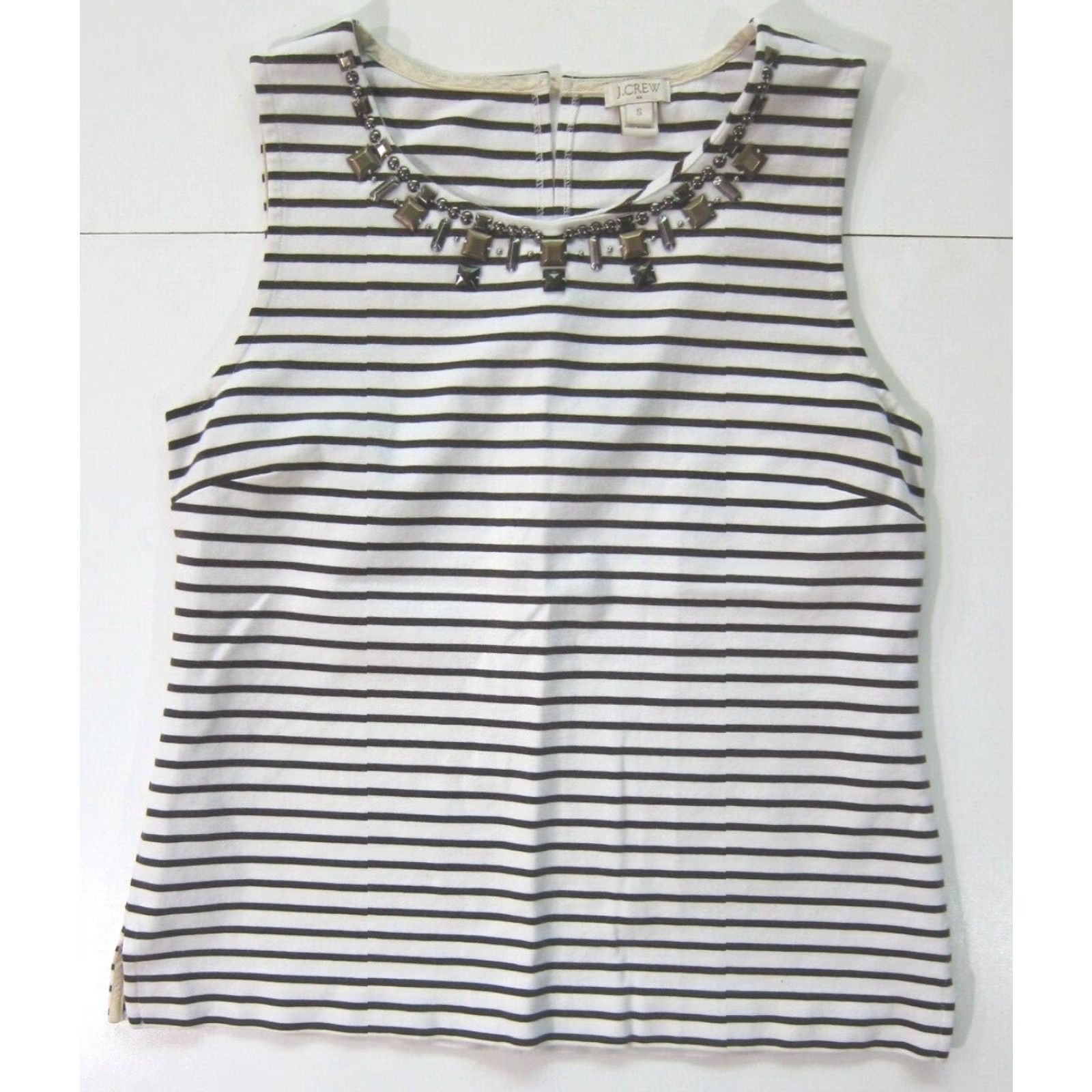 J.Crew J.Crew Brown White Cotton Beaded Sleeveless Tank Blouse Women Small Size S / US 4 / IT 40 - 7 Thumbnail