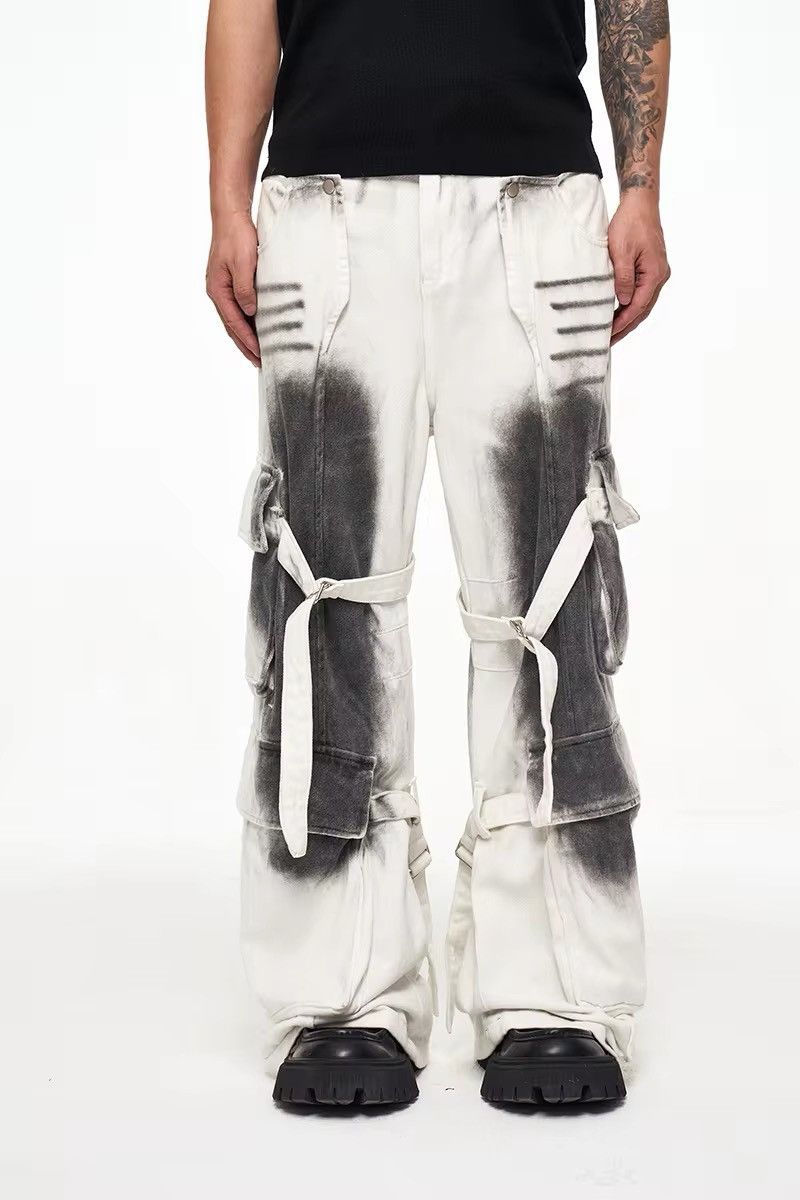 Jean × Vintage Streetwear Design Splashed Straps Multi Pocket Jeans Size US 32 / EU 48 - 1 Thumbnail