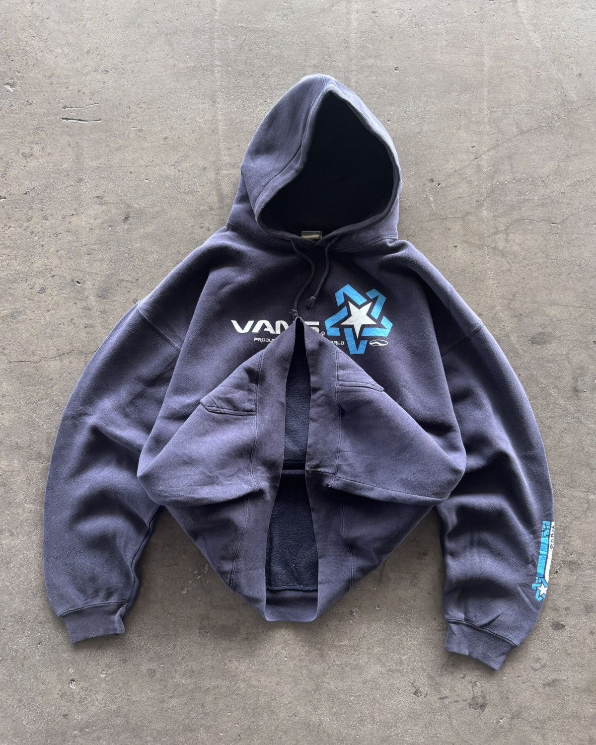 Vans 1990s Vans Faded Navy Boxy Hoodie Size US XL / EU 56 / 4 - 4 Thumbnail