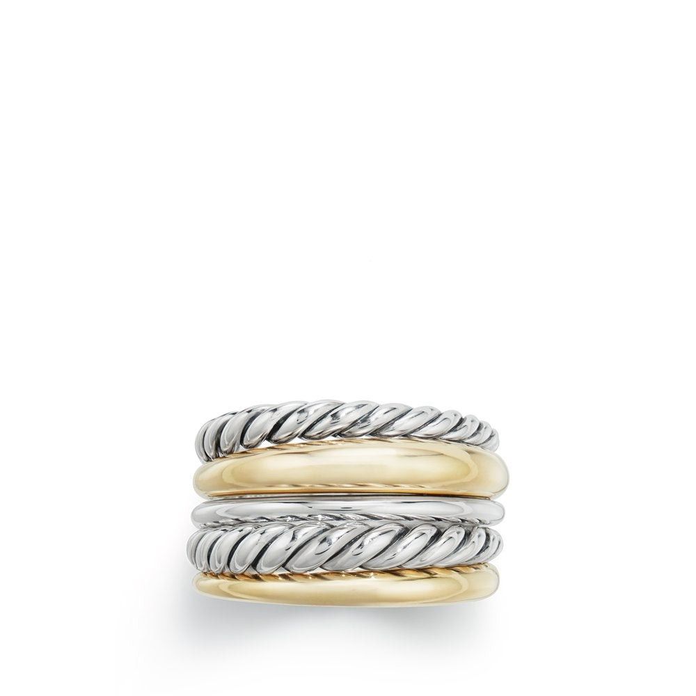 David Yurman o1w1db10325 Pure Form Five Ring Silver with 18K Yellow Gold Size ONE SIZE - 3 Thumbnail