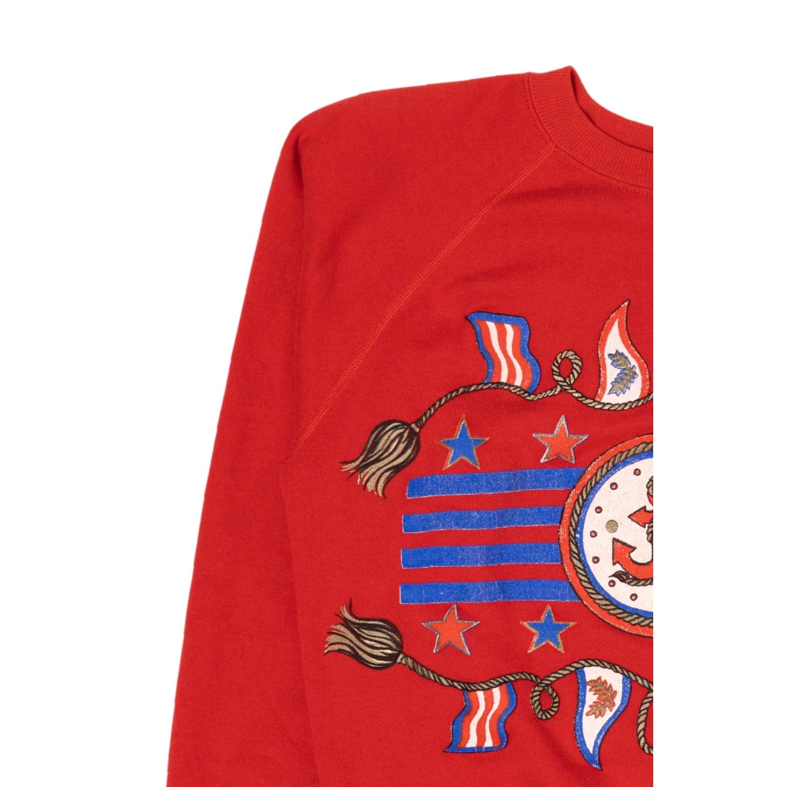 Hanes Vintage Red Nautical Sailor Raglan Sweatshirt Navy 1990s Hanes Large Red Raglan Sweatshirt Mens Women Size US L / EU 52-54 / 3 - 6 Thumbnail