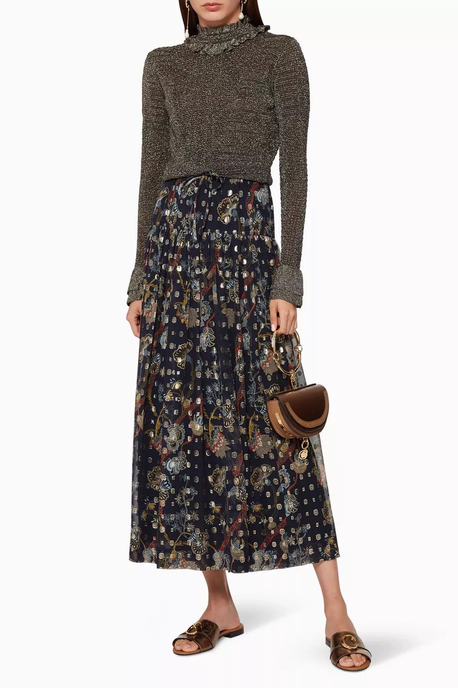 Chloe o1y0825 Midi Skirt in Multicolor Size 26" / US 2 / IT 38 - 3 Thumbnail