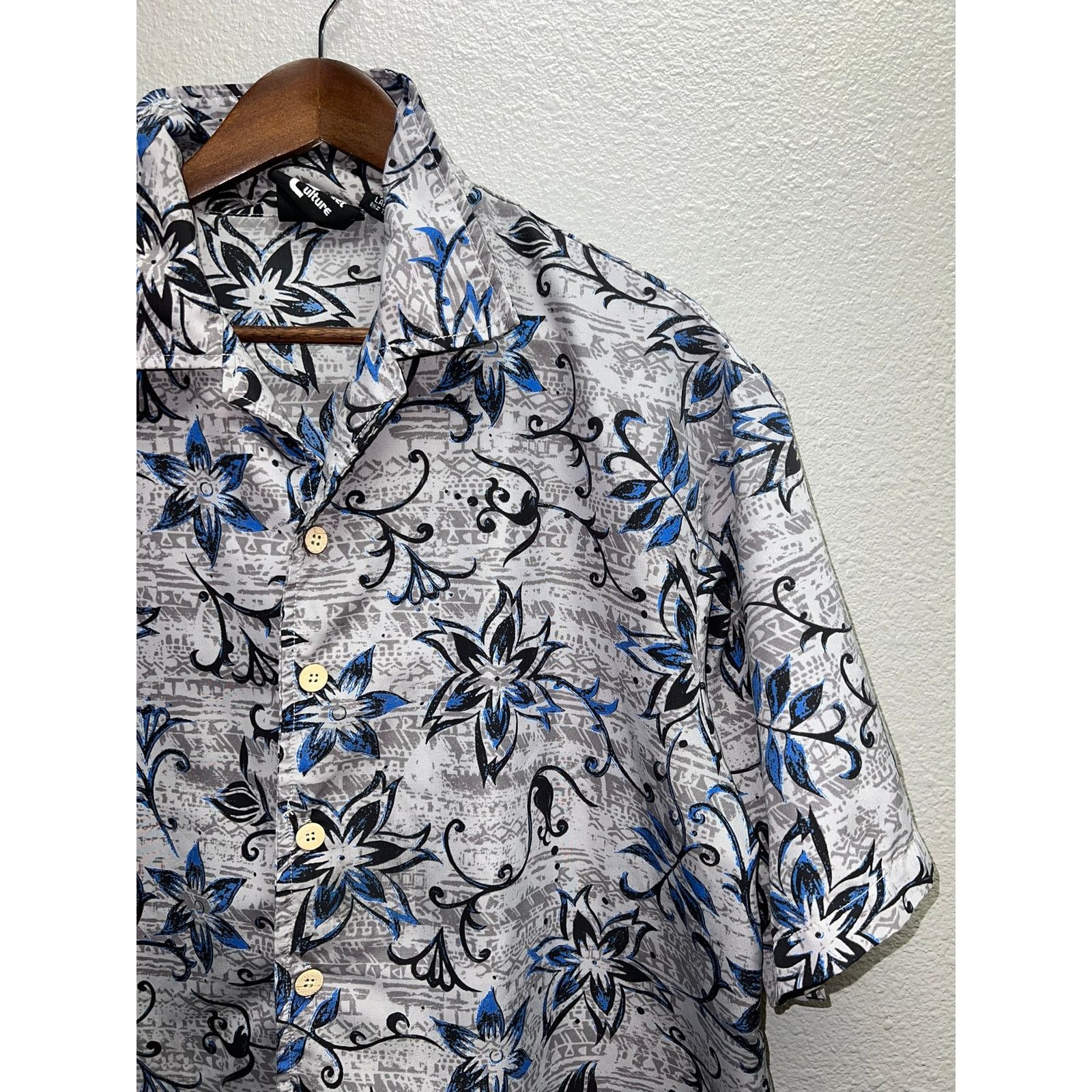Vintage Street Culture Button Up Shirt Gray blue Floral Taiwan Large Size US L / EU 52-54 / 3 - 2 Thumbnail