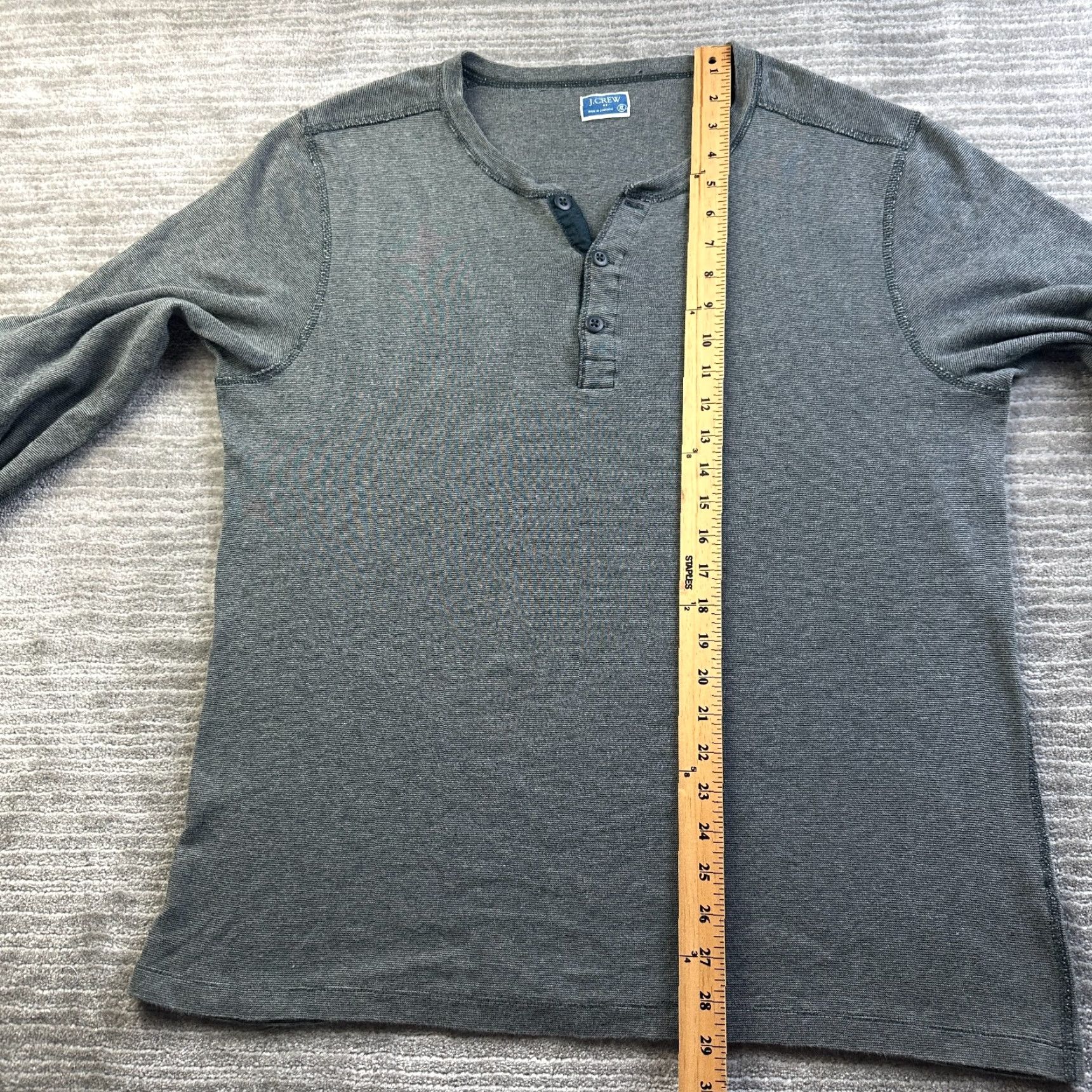 J.Crew J. Crew Shirt Mens XL Gray Henley Knit Button Long Sleeve T-Shirt Regular Cotton Knit Casual Vintage No Size US XL / EU 56 / 4 - 8 Thumbnail