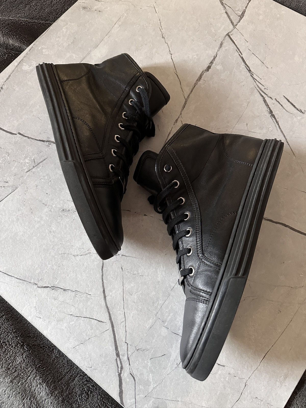 Gucci Gucci Men’s Black Leather Sneakers 423299 - Size 38 EU Rare Size US 6 / EU 39 - 8 Thumbnail