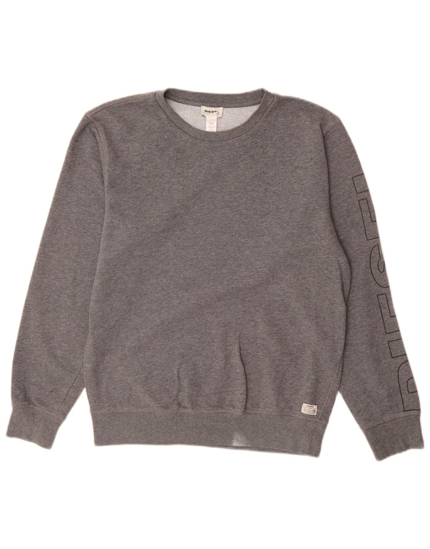 Diesel Mens Graphic Sweatshirt Jumper Small Grey Cotton Size US M / EU 48-50 / 2 - 1 Thumbnail