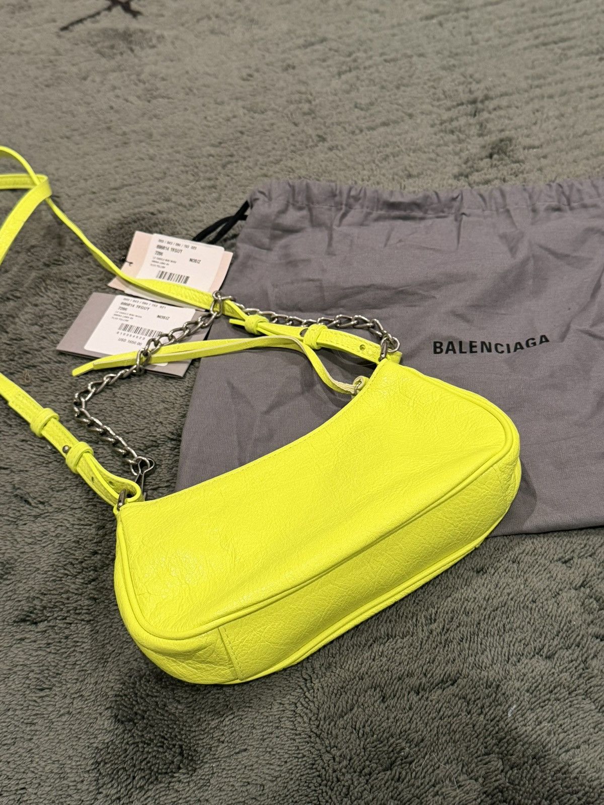 Balenciaga WOMEN'S LE CAGOLE MINI BAG WITH CHAIN IN FLUO YELLOW Size ONE SIZE - 13 Thumbnail