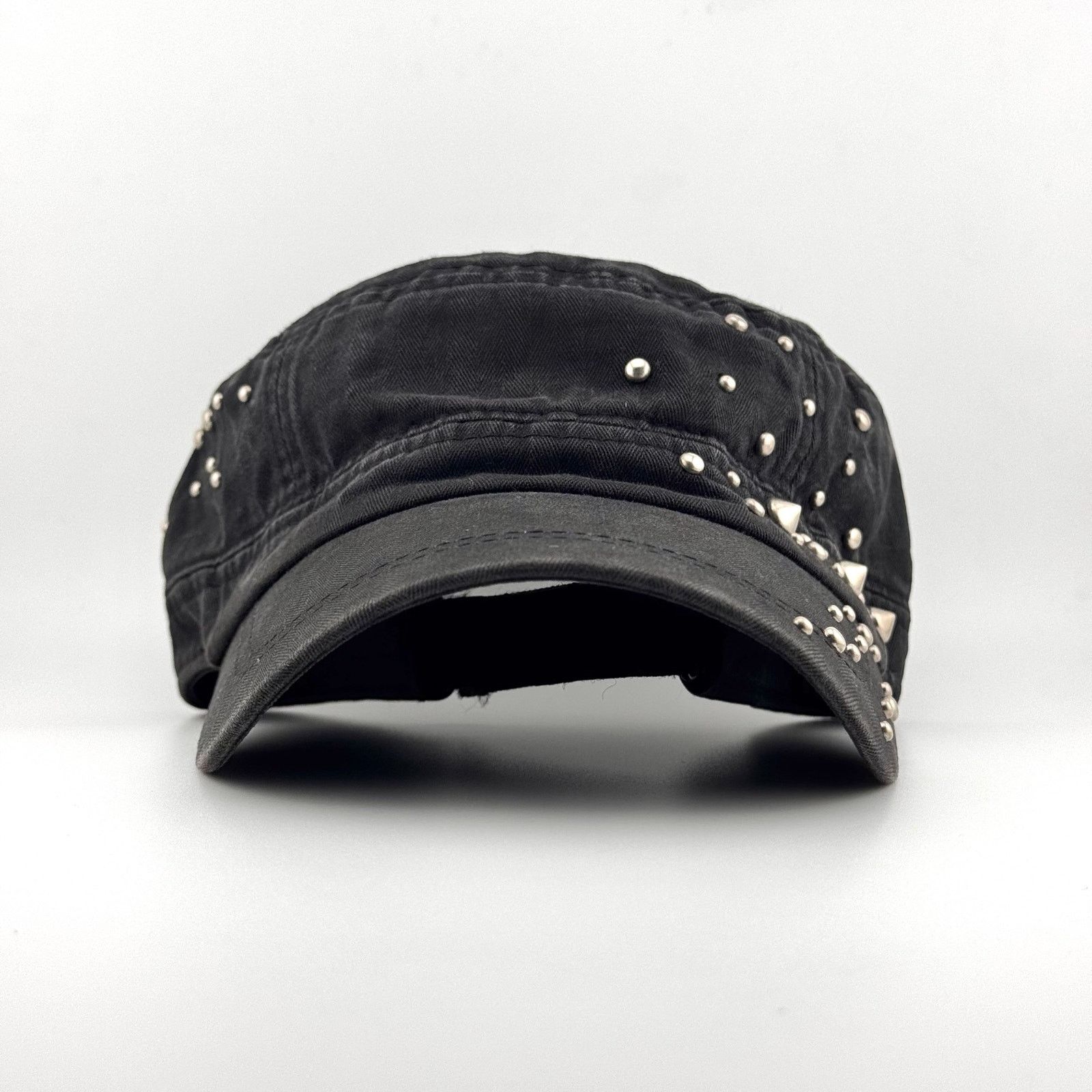 Japanese Brand Y2K Grunge Punk Patrol Cap Studded Faded Washed Military Hat Size ONE SIZE - 1 Thumbnail