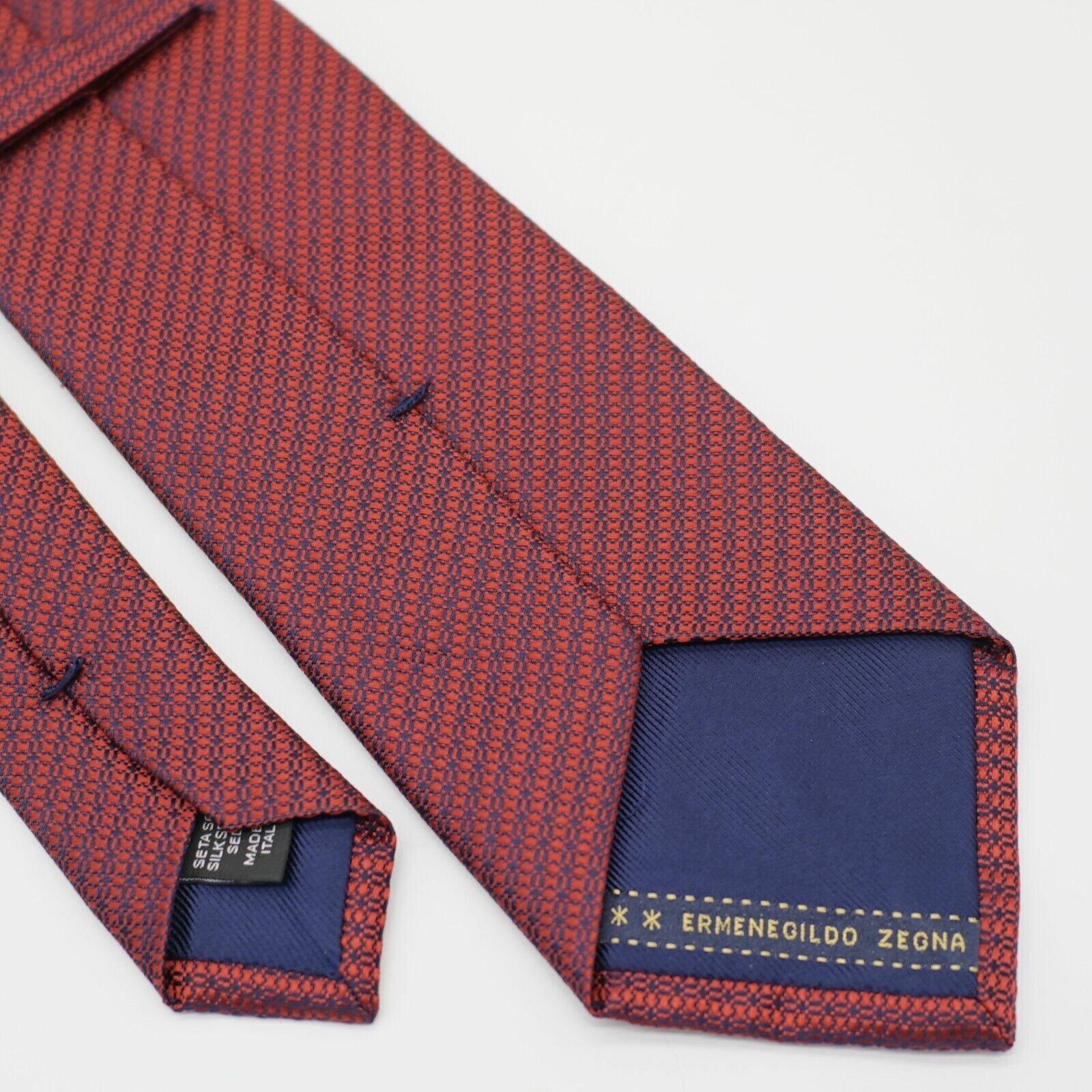 Ermenegildo Zegna Ermenegildo Zegna Red Blue Geometric Woven Silk Tie Size ONE SIZE - 6 Thumbnail