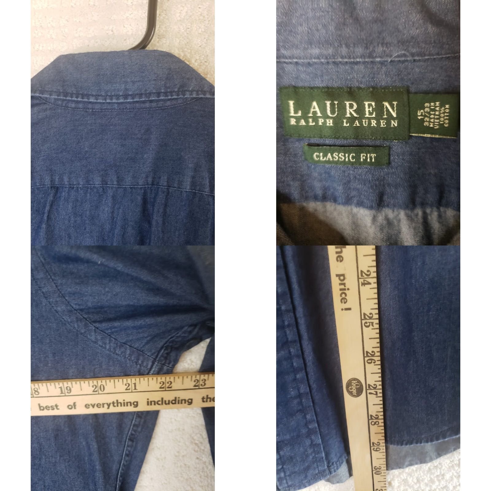 Ralph Lauren Lauren Ralph Lauren Shirt Men M Blue Denim Classic Fit Button L. S. 15 X 32/33 Size US M / EU 48-50 / 2 - 9 Thumbnail
