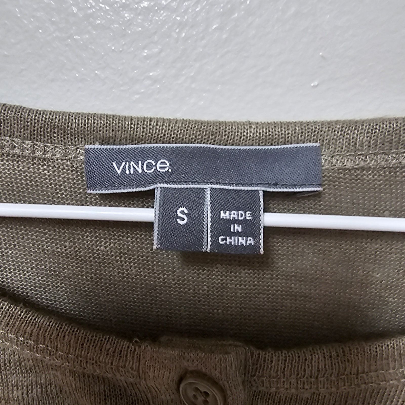 Vince VINCE Women's 100% Linen Taupe Pullover Henley Size S/P Size S / US 4 / IT 40 - 3 Thumbnail