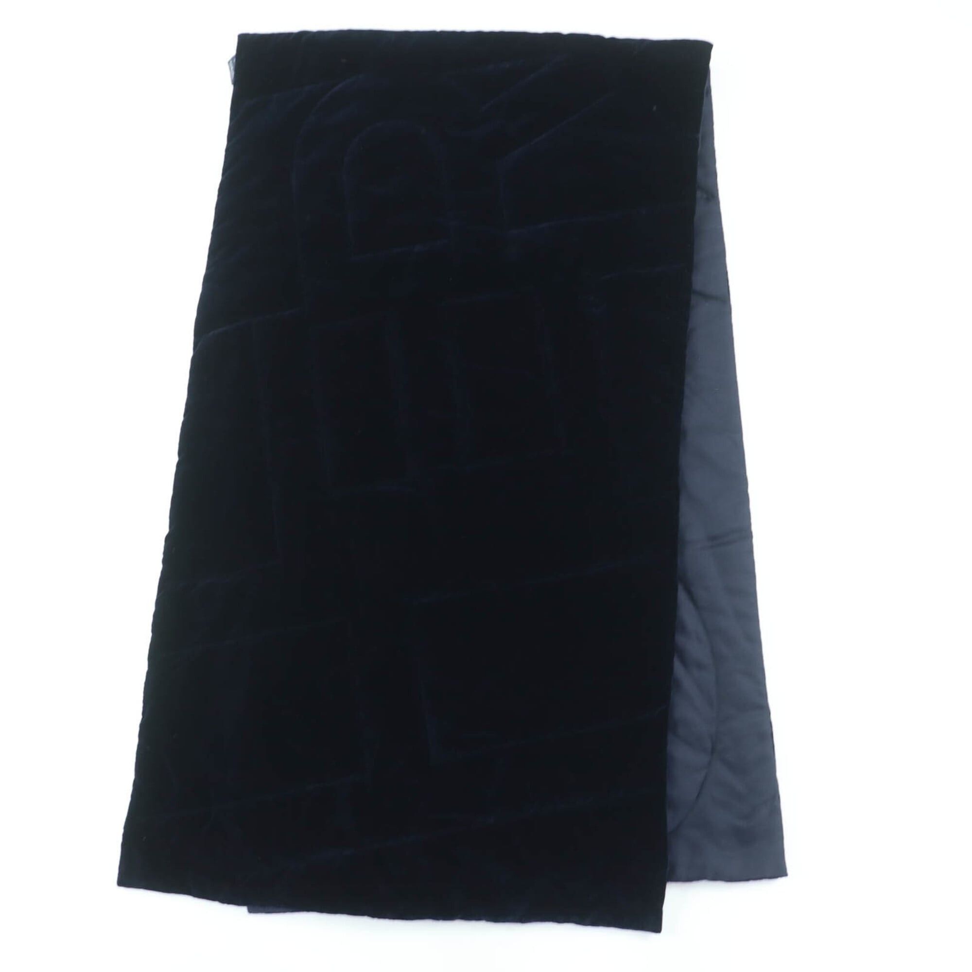 Hermes HERMES 100% Silk Logo Quilted Padded Large Shawl Scarf, Navy, Made in France, Women's Size ONE SIZE - 1 Thumbnail