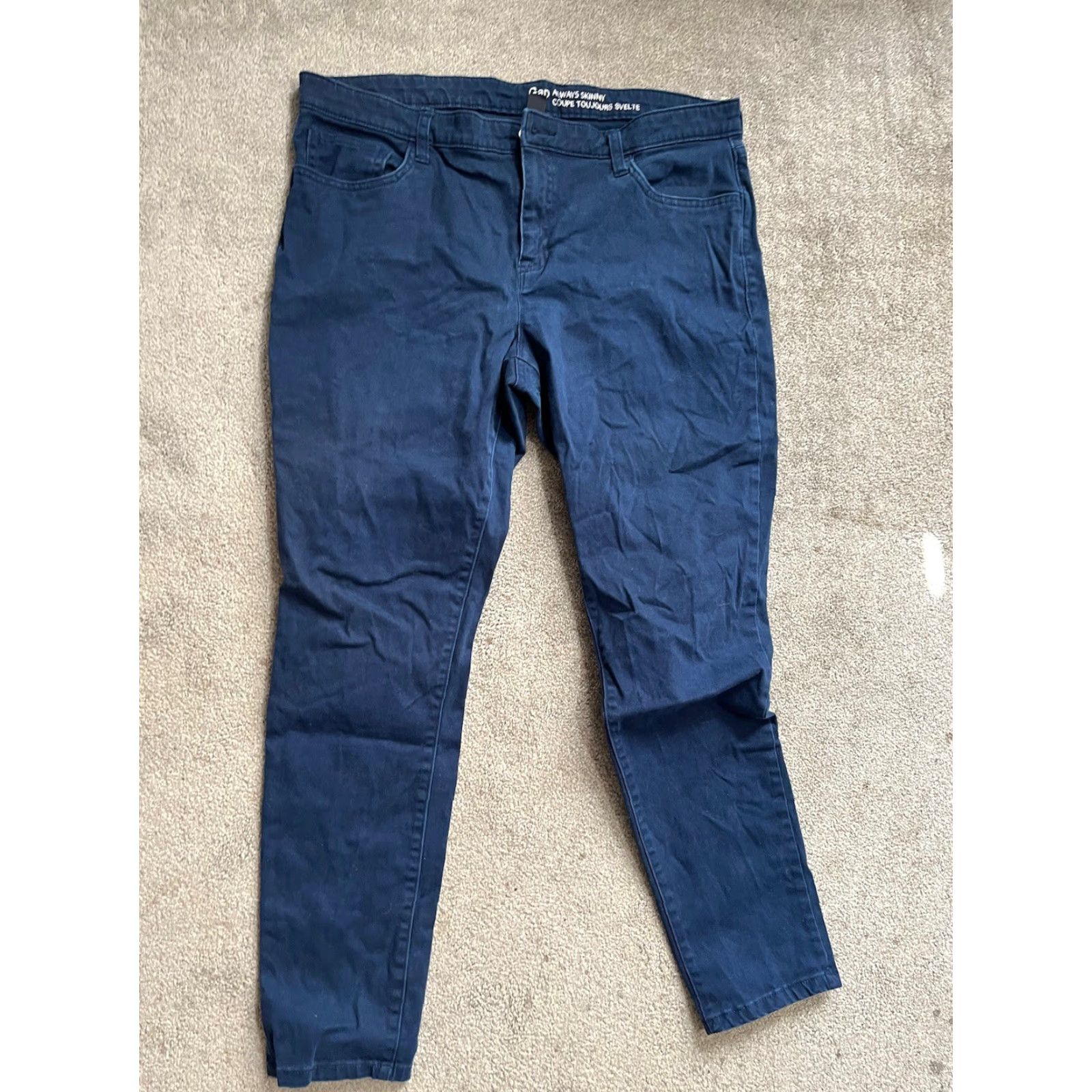 Gap Gap Always Skinny Jeans 14 Cotton Blend Stretch Navy Blue Medium Wash Jeans Womens Size 36" / US 14 / IT 50 - 2 Thumbnail