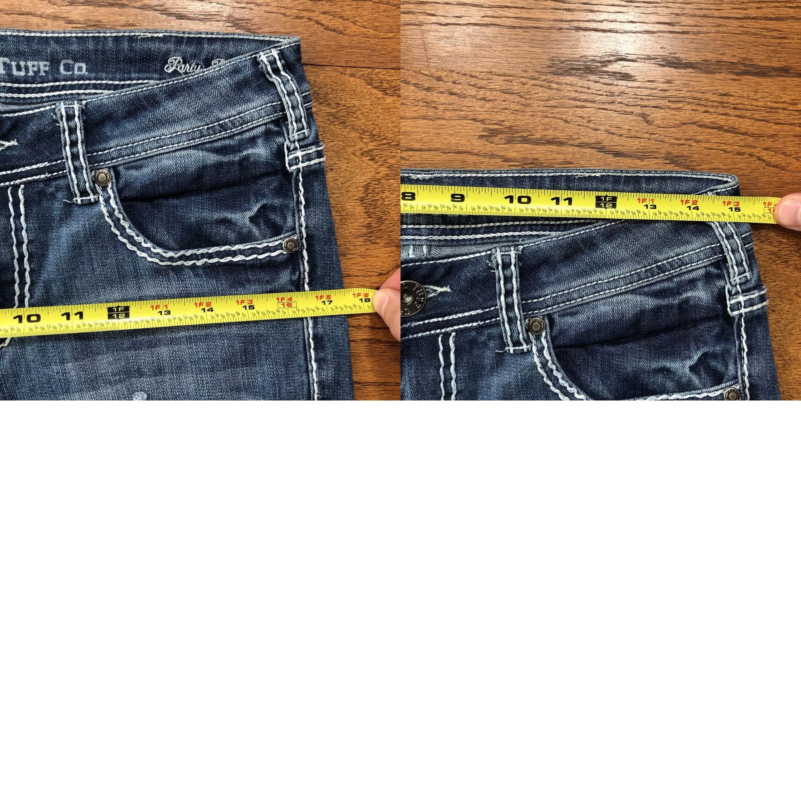 Denime COWGIRL TUFF Capri Jeans Womens 28 Blue Distressed Sequin Denim 5-Pocket Zip Rise 8 Inseam 24 Festival Cowboy Size 28" / US 6 / IT 42 - 9 Thumbnail