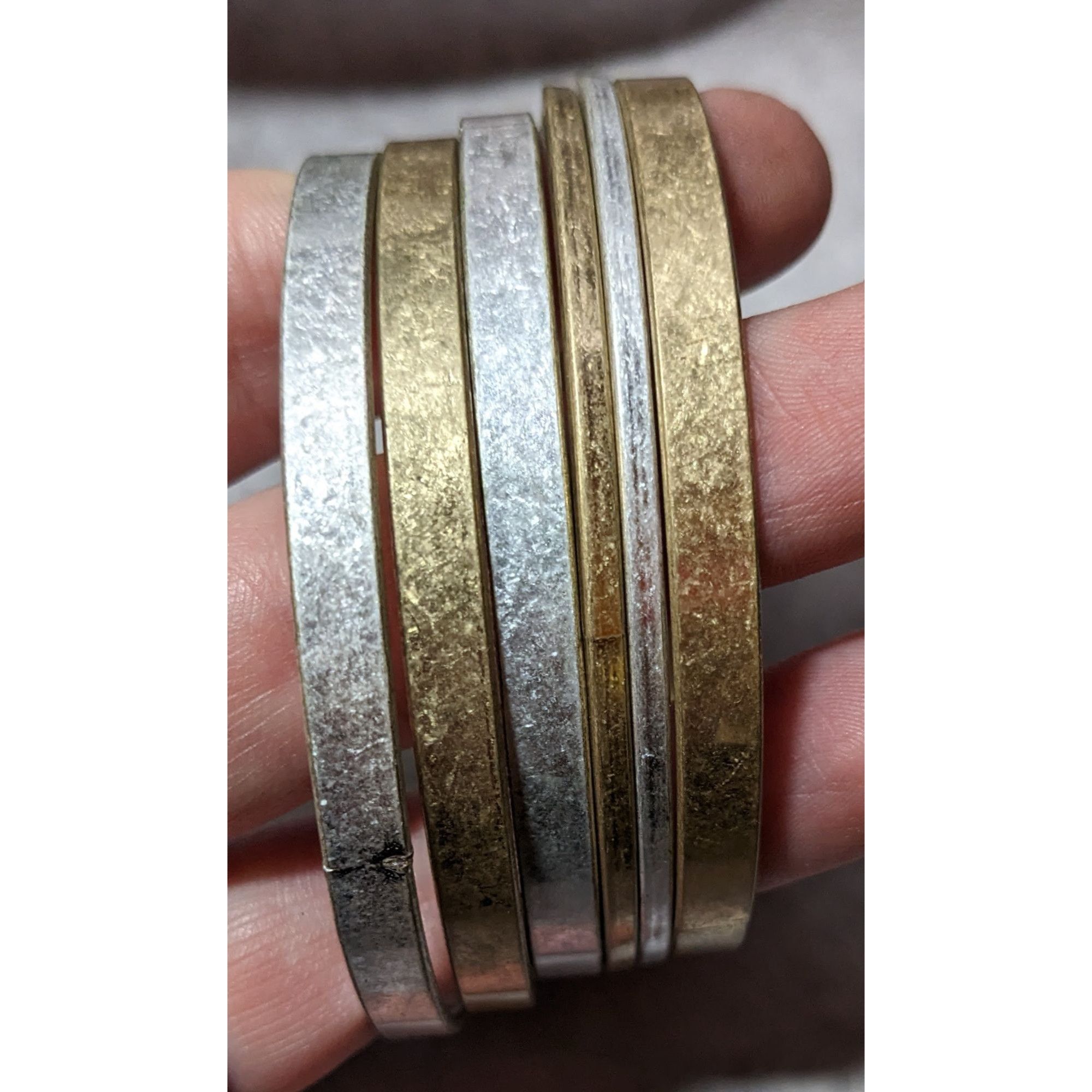Other Silver And Gold Tone Metal Bangle Bracelet Set (6) Size ONE SIZE - 8 Thumbnail