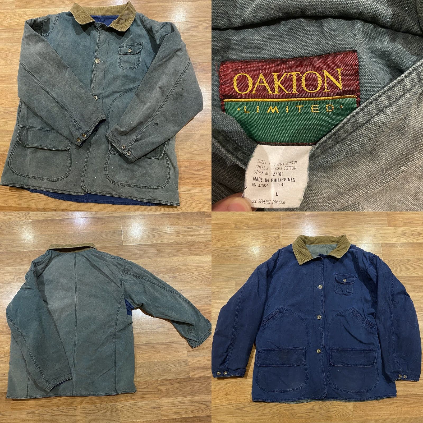 Carhartt VINTAGE Oakton Limited Reversible Barn Chore Jacket Carhartt Detroit Sun Faded L Denim Jacket Large BLUE OR GREEN 1980s Mens Size US L / EU 52-54 / 3 - 8 Thumbnail