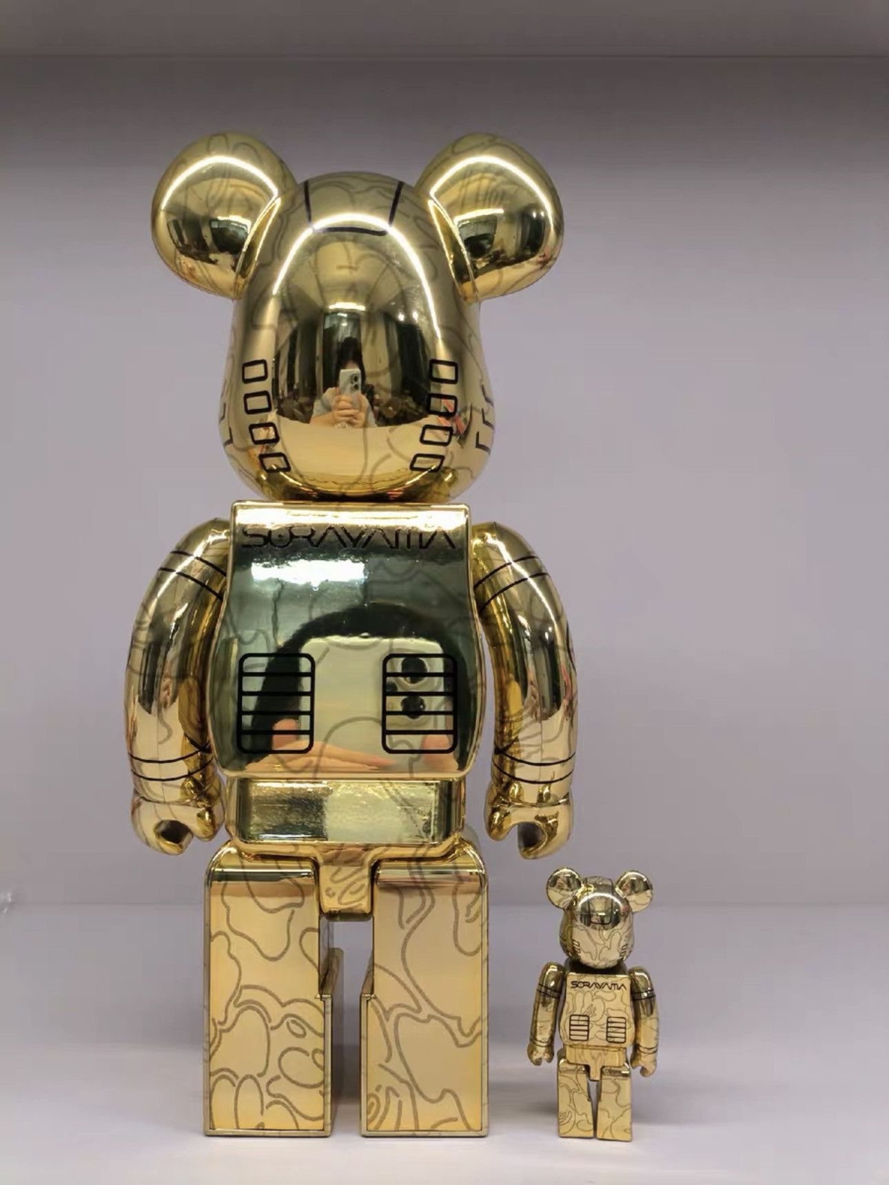 Japanese Brand × Medicom Toy Bearbrick Bape Sorayama Camo Shark 100% & 400% Set Gold Size ONE SIZE - 2 Thumbnail