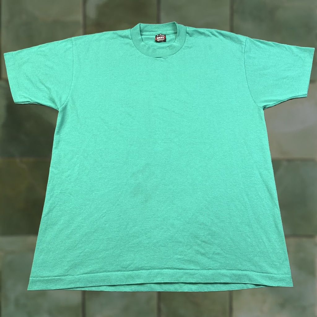 Fruit Of The Loom VINTAGE Fruit of the Loom T-Shirt Adult XL Single Stitch Green Crew Neck Cotton Blend 90s 80s All Seasons Mens Womens Unisex Size US XL / EU 56 / 4 - 1 Thumbnail