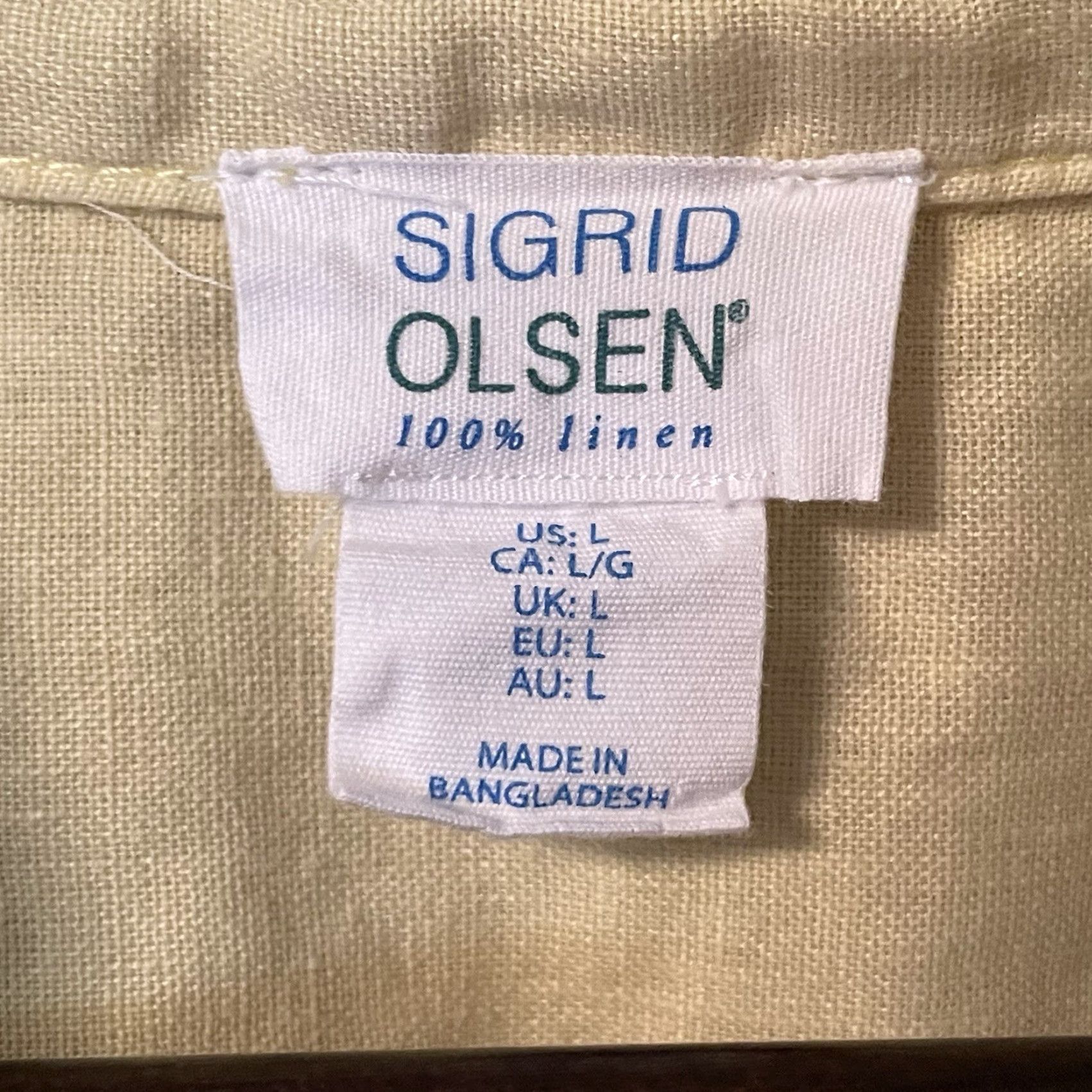 Vintage Sigrid Olsen Blouse Large 100% Linen Button Down Yellow Coastal Casual Lagenlook Shirt Womens L Yellow Coastal Cottage Travel Workwear Size L / US 10 / IT 46 - 7 Thumbnail