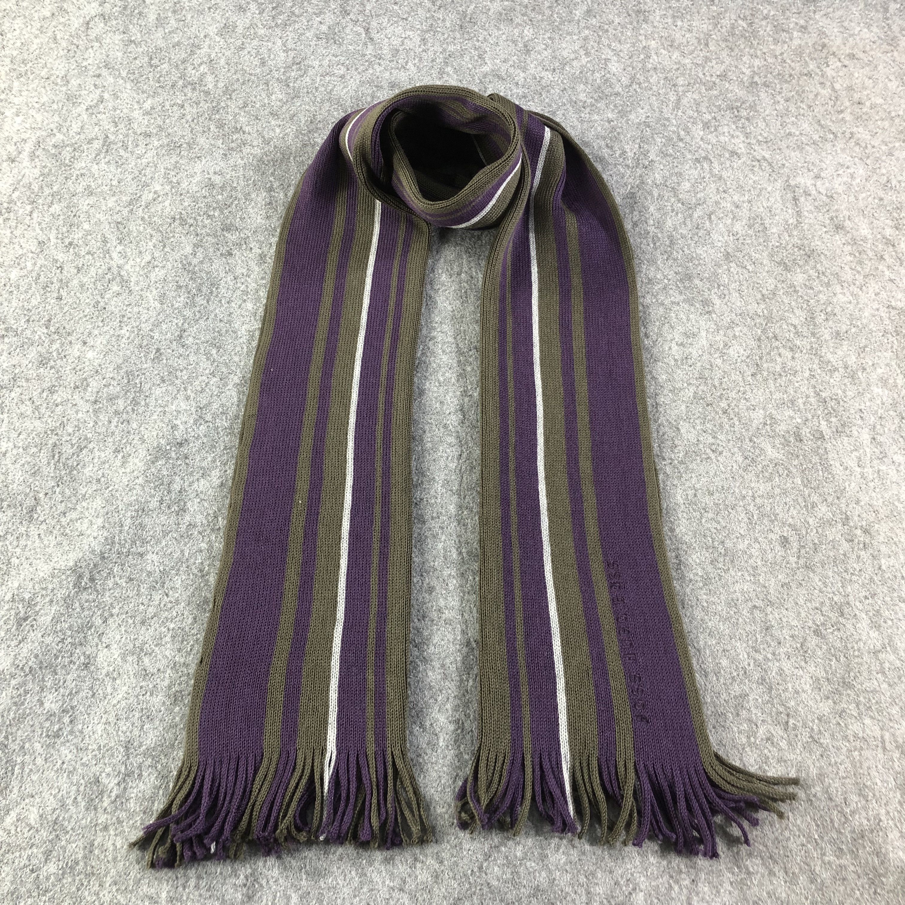 Hugo Boss Boss by Hugo Boss Stripes Knit Wool Scarf Muffler V1637 Size ONE SIZE - 1 Thumbnail