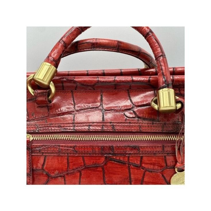 BRAHMIN Brahmin Elegant Crocodile-Embossed Red Leather Satchel Handb Size ONE SIZE - 9 Thumbnail