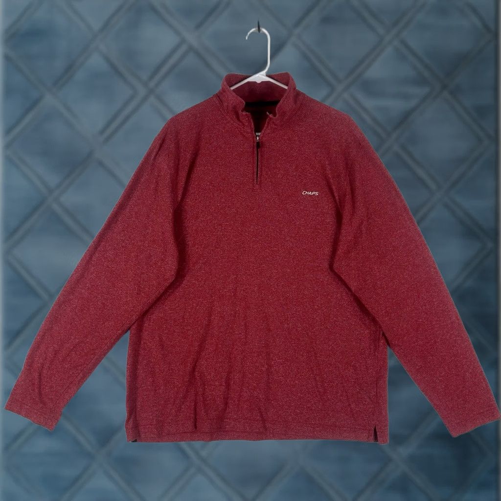 Chaps Chaps Sweatshirt Pullover 1/4 Zip Long Sleeve Mens XL Red Heather Casual Sock? Size US XL / EU 56 / 4 - 1 Thumbnail