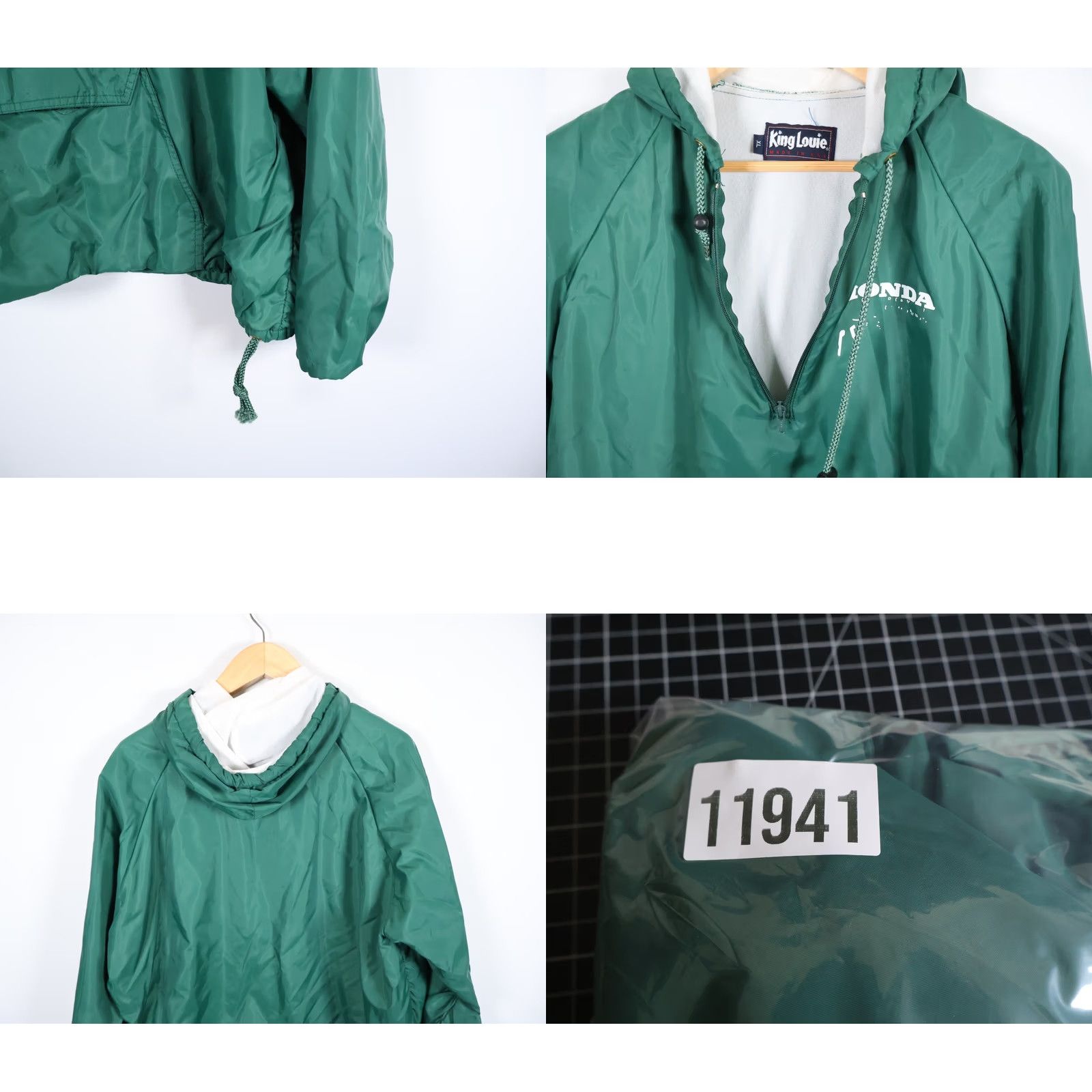 Vintage VINTAGE 80s King Louie Honda Windbreaker Jacket Mens XL Green 1/4 Zip USA Made Pullover Size US XL / EU 56 / 4 - 10 Thumbnail