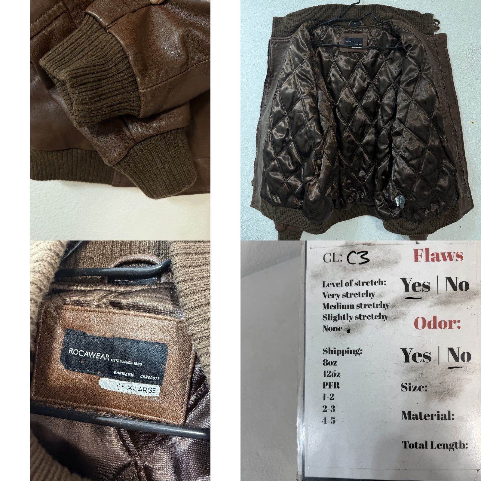 Rocawear Rocawear Leather Bomber Jacket Mens XL Brown Zip Quilted Lined Coat Size US XL / EU 56 / 4 - 9 Thumbnail