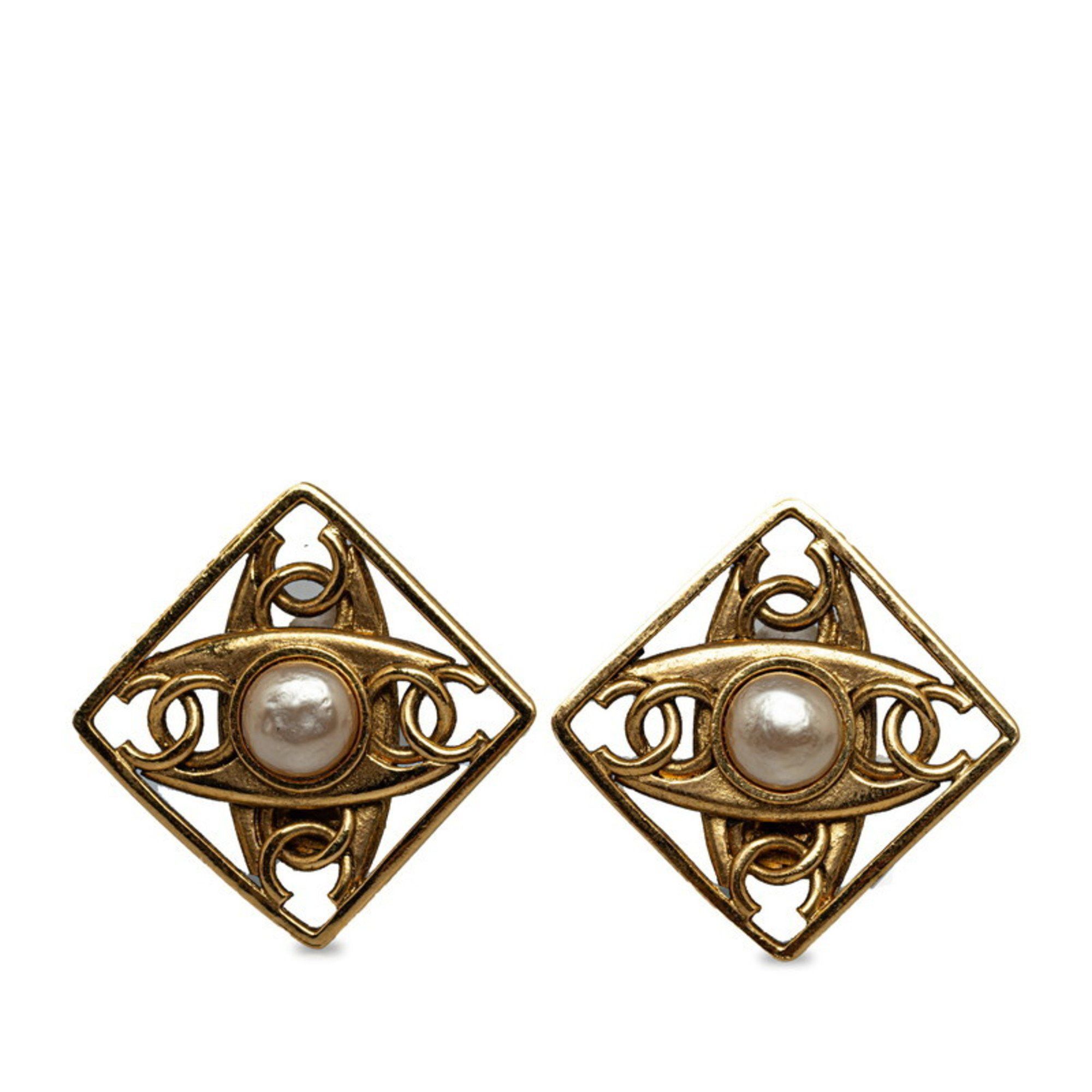 image of Chanel Cocomark Earrings Gold Plated Women's