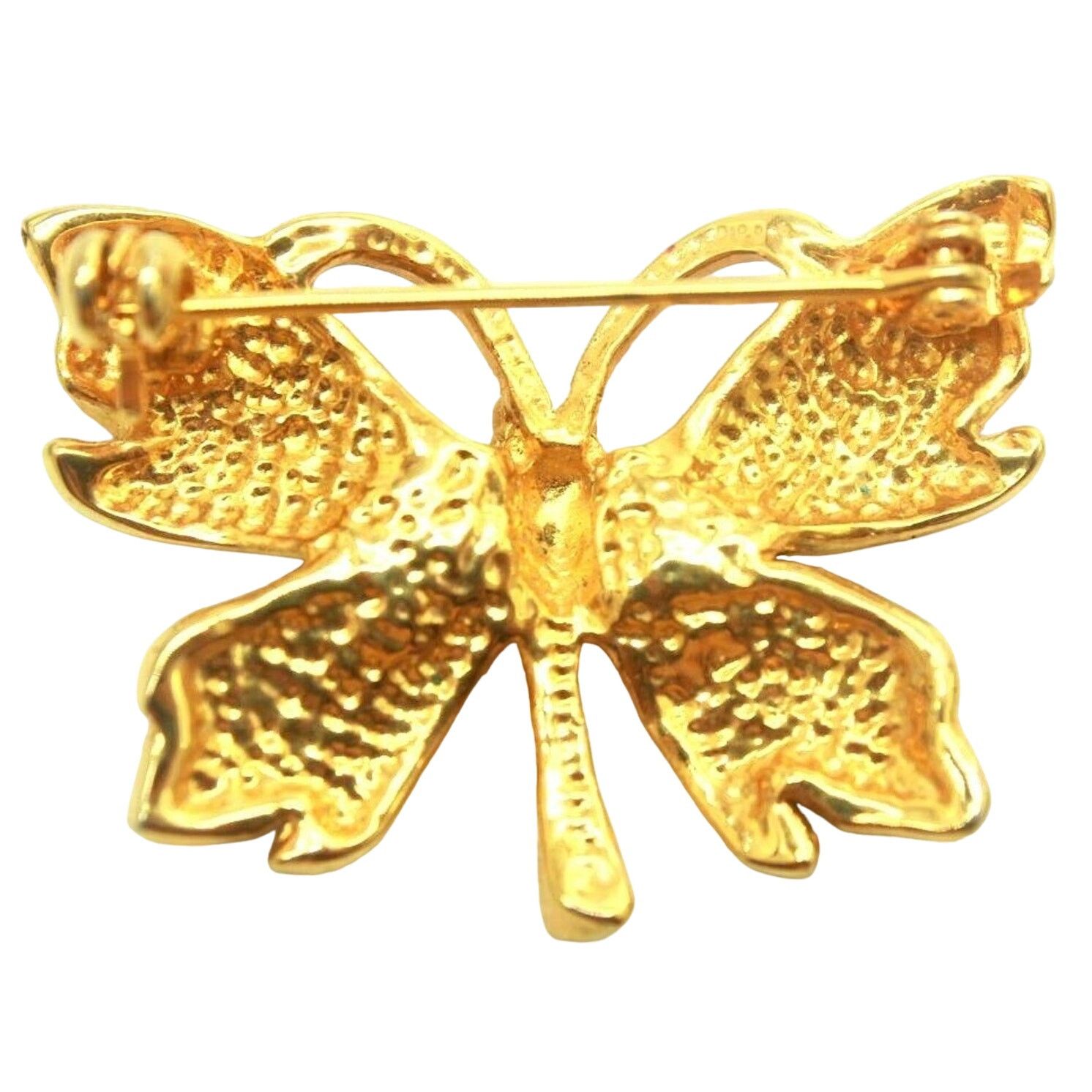 Other Vintage Red Green Enamel Goldtone Rhinestone Butterfly Pin Size ONE SIZE - 2 Thumbnail