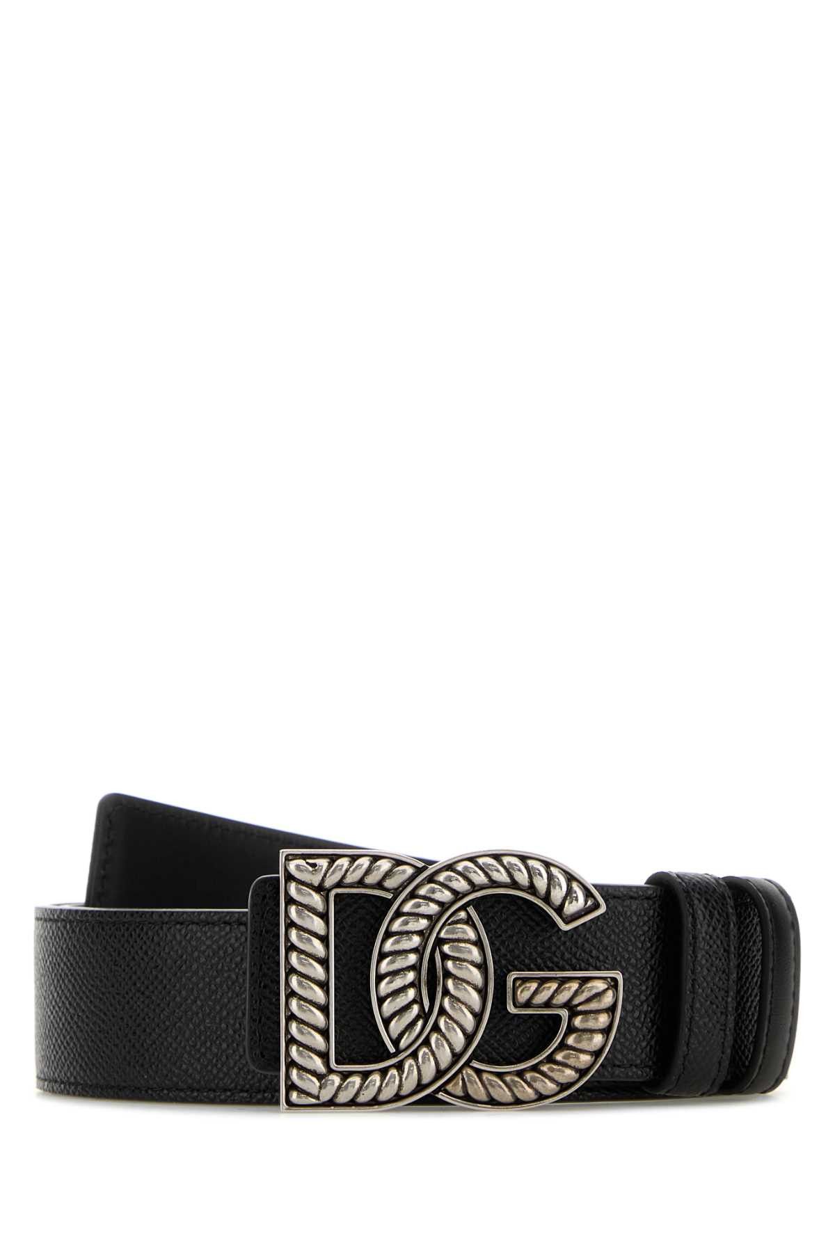 Dolce & Gabbana Black Leather Reversible Belt Size ONE SIZE - 1 Thumbnail