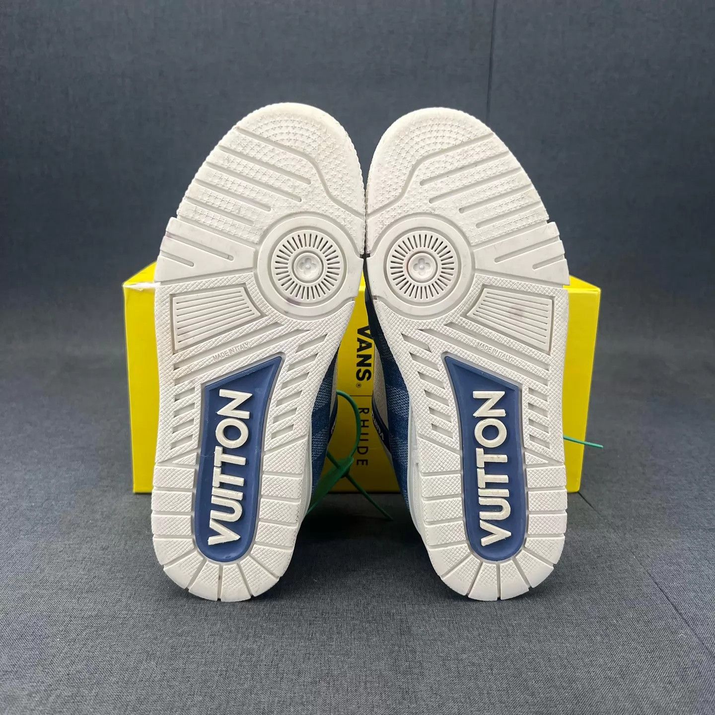 Louis Vuitton LV Trainer White Blue Damier 37.5 Worn 2x With Box Size US 7 / IT 37 - 6 Thumbnail