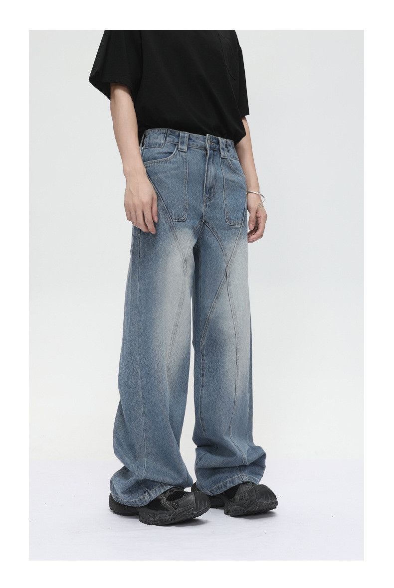 Japanese Brand × Jean Street heavy duty wide leg straight all-match washed jeans Size US 32 / EU 48 - 6 Thumbnail