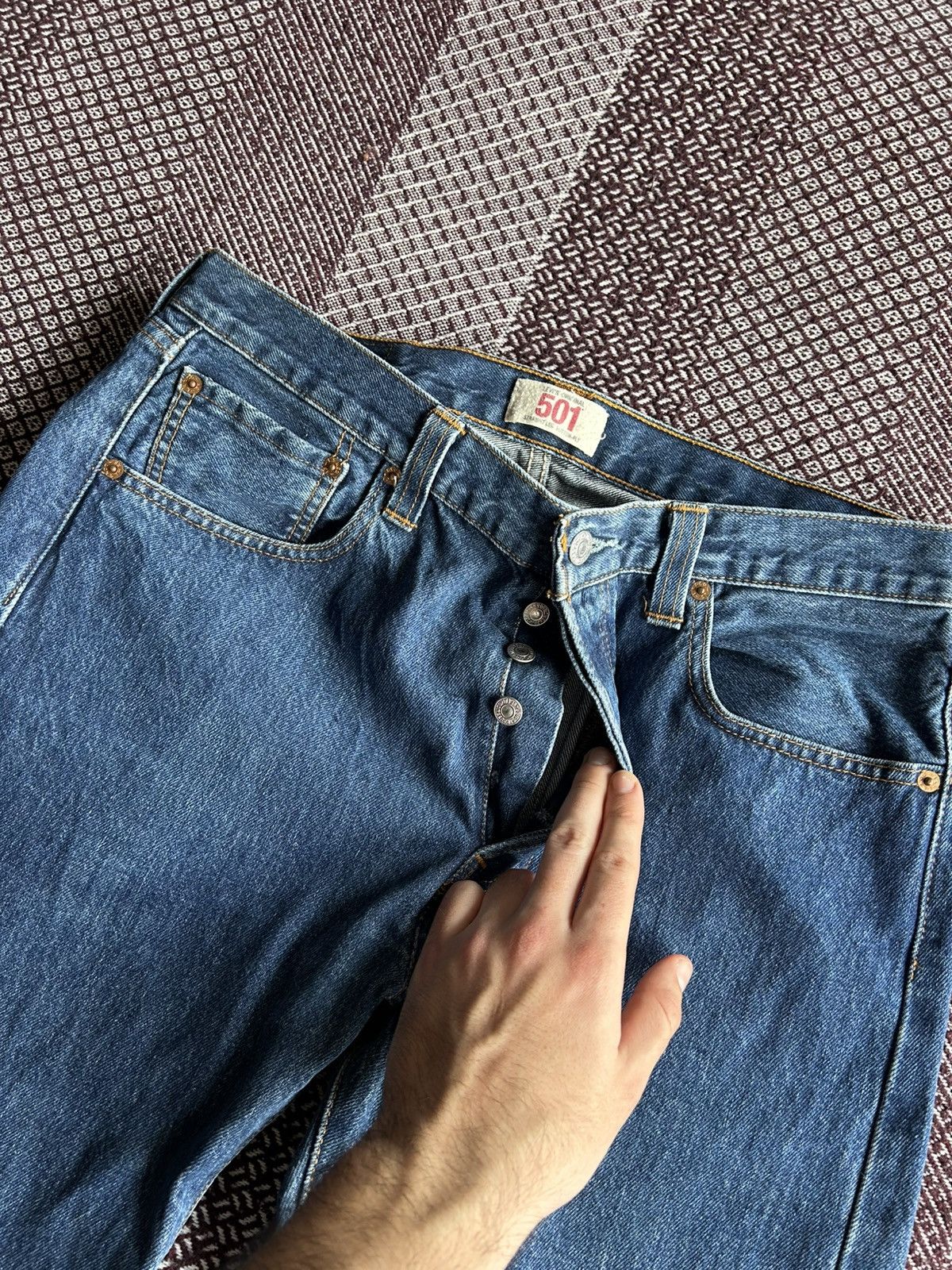 Levi's × Vintage Vintage Levis 501 Distressed Jeans Baggy Fit Size 34 X 32 Size US 34 / EU 50 - 10 Thumbnail