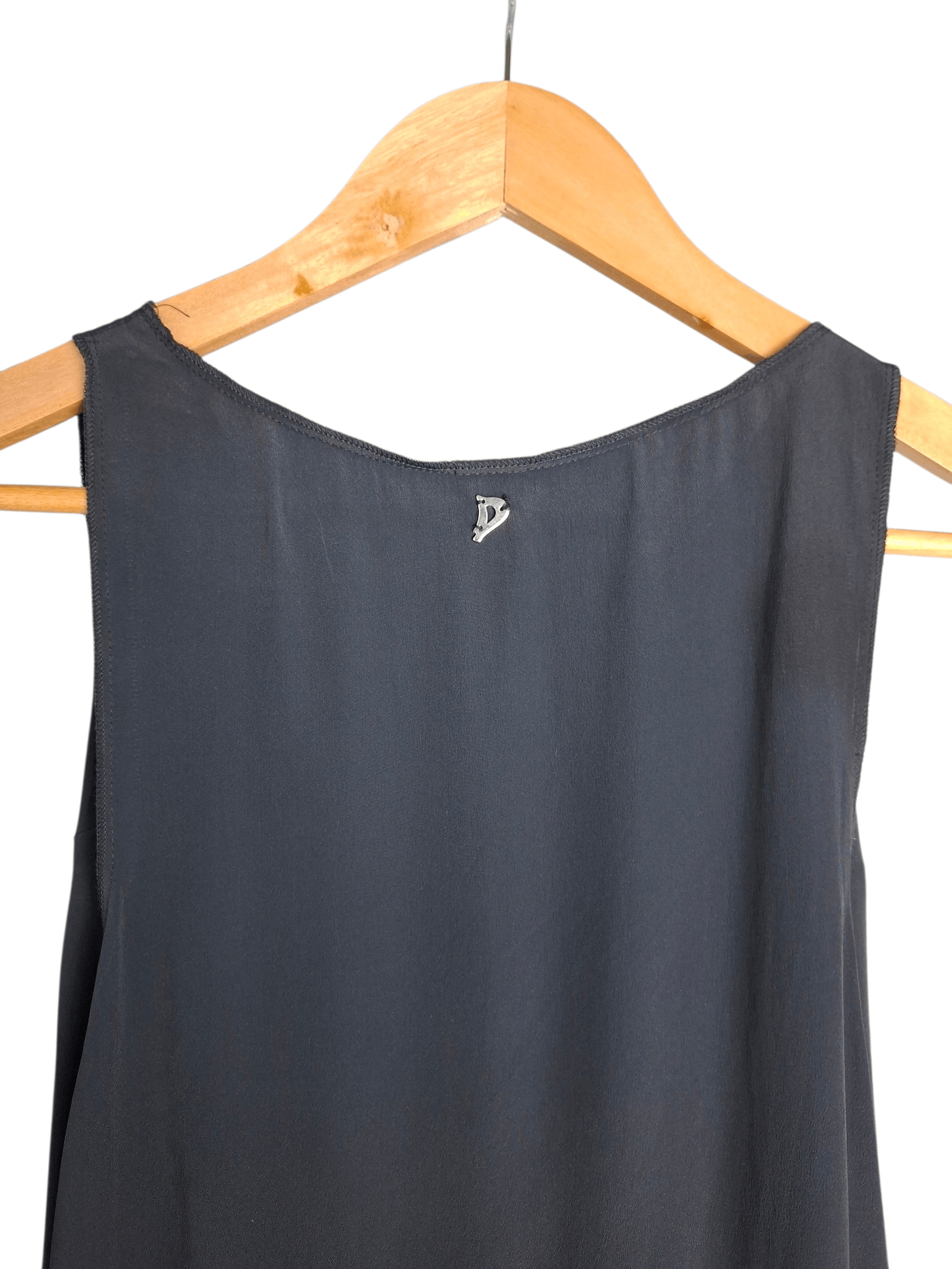 Dondup Dondup Italy Navy Silk Blend Tank Top | Minimalist Size S / US 4 / IT 40 - 6 Thumbnail