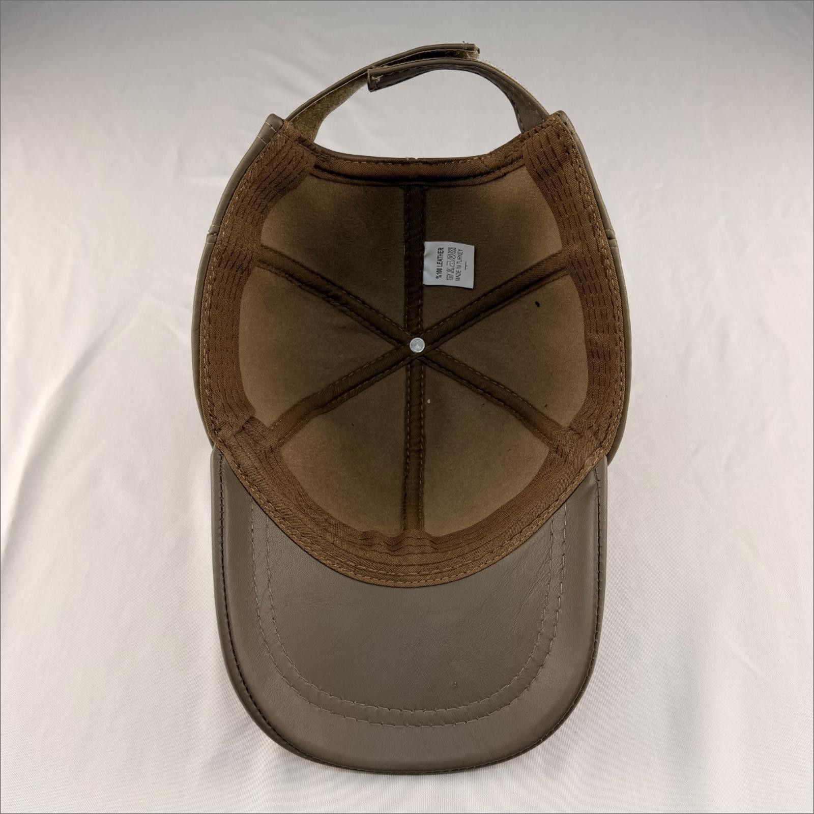 Other NEW Beige Leather Baseball Cap - Premium Hat 084 Size ONE SIZE - 6 Thumbnail