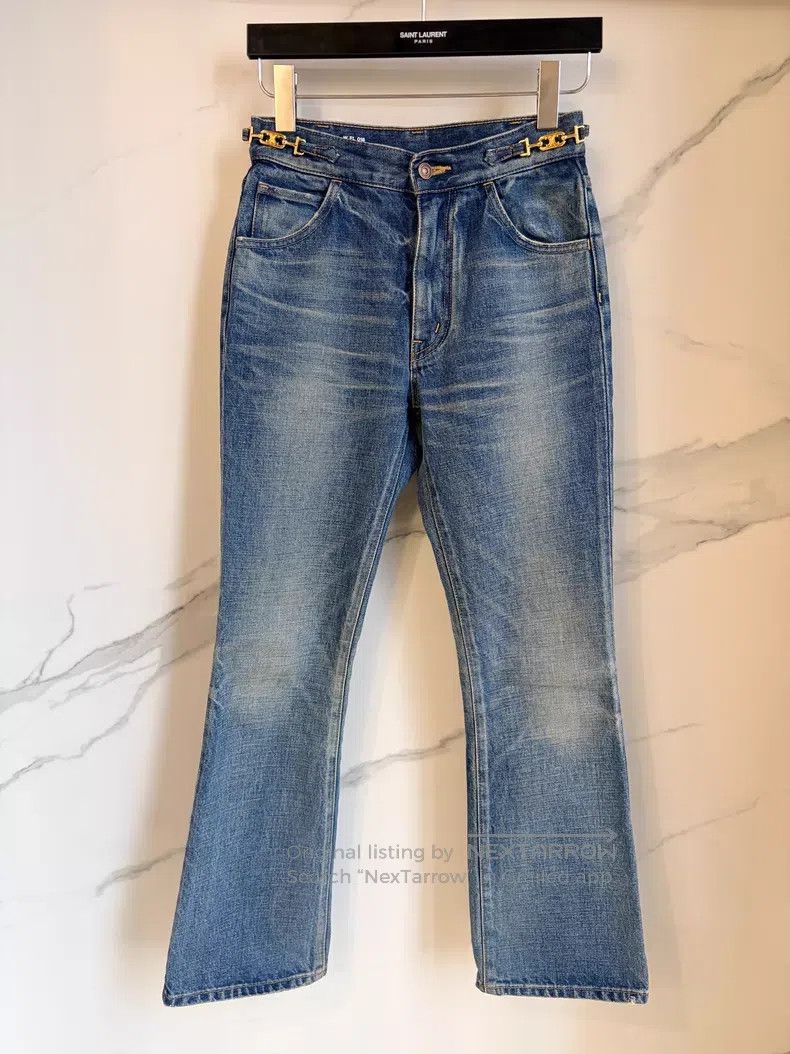 Celine CELINE Triumph Gate Gold Chain Light Blue Flare Jeans i Size US 26 / EU 42 - 1 Thumbnail