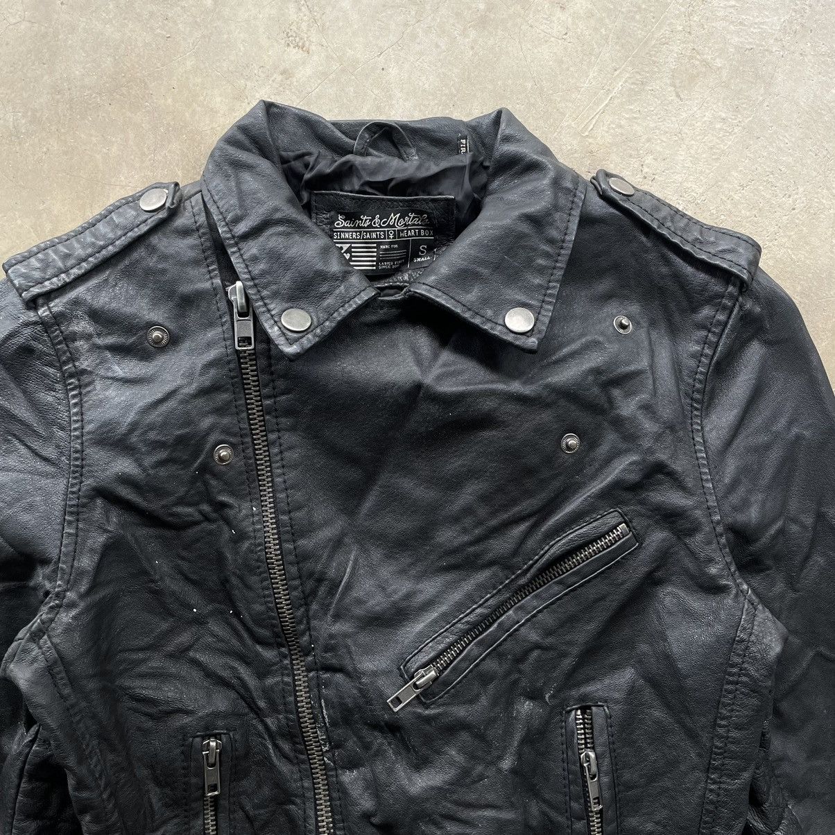 Le Grande Bleu (L.G.B.) Grail🔥 Archive Leather Jacket Asymmetrical Rick Owens Style Size US XS / EU 42 / 0 - 4 Thumbnail