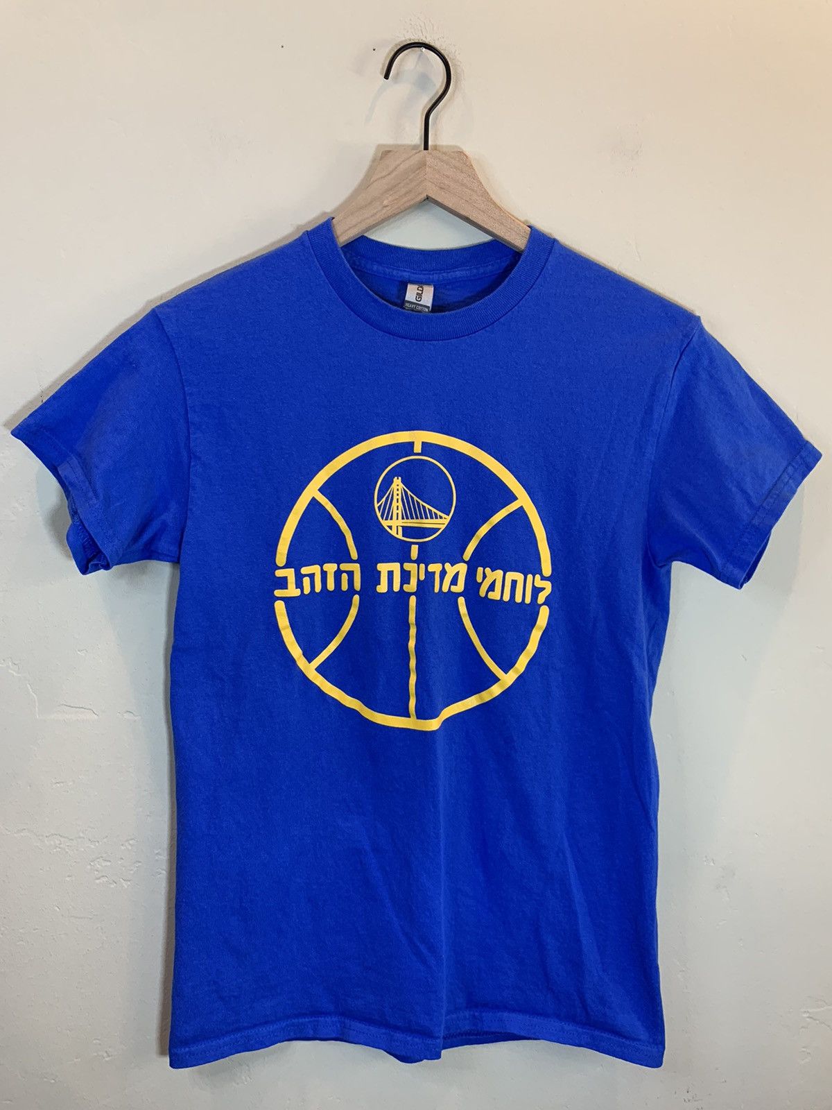 image of Golden State Warriors Jewish Heritage Night Nba Shirt in Blue/Gold, Women's (Size Small)