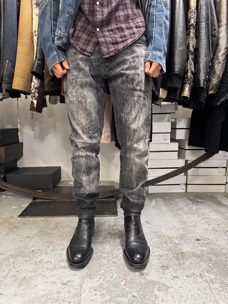 Diesel Diesel Black Bleached Effect Coated Slim Jeans Size US 33 - 3 Thumbnail