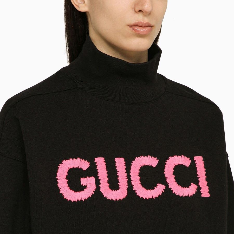 Gucci o1d2blof0824 Cotton Logo Turtleneck Sweater in Black Size XS / US 0-2 / IT 36-38 - 4 Thumbnail