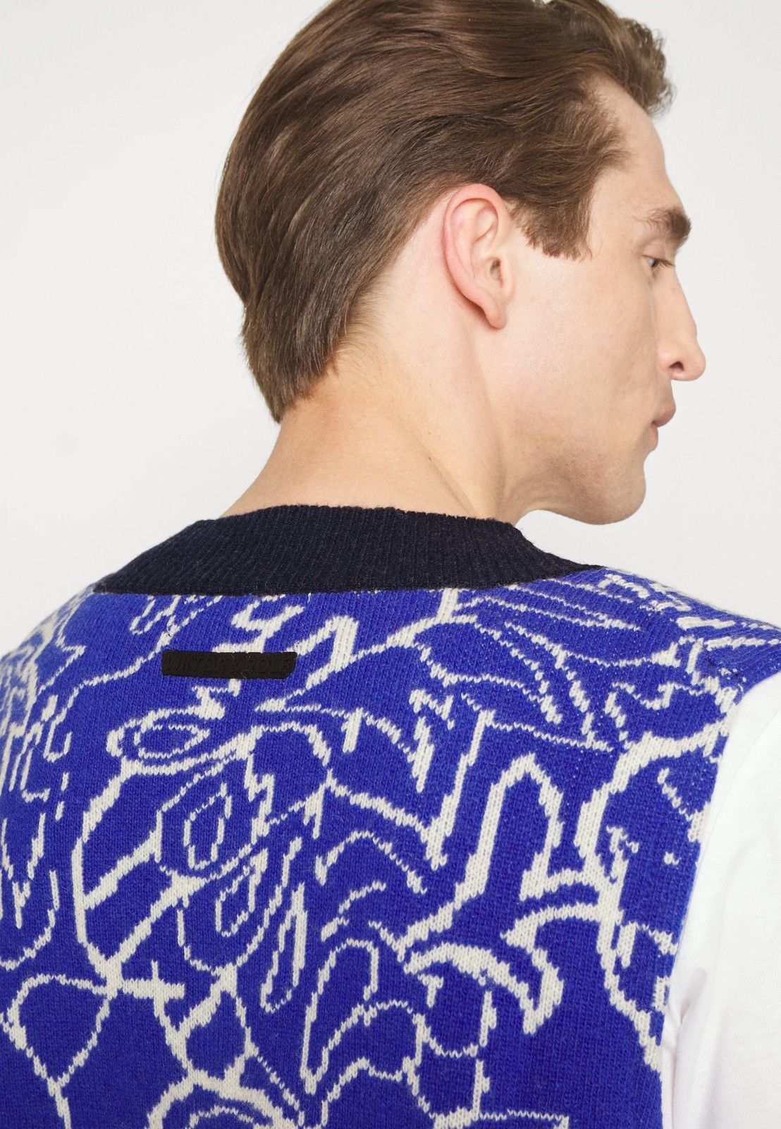 Viktor & Rolf !DS! SS23 Viktor & Rolf Jacquard Spencer Blue Knit Vest Size US M / EU 48-50 / 2 - 12 Thumbnail