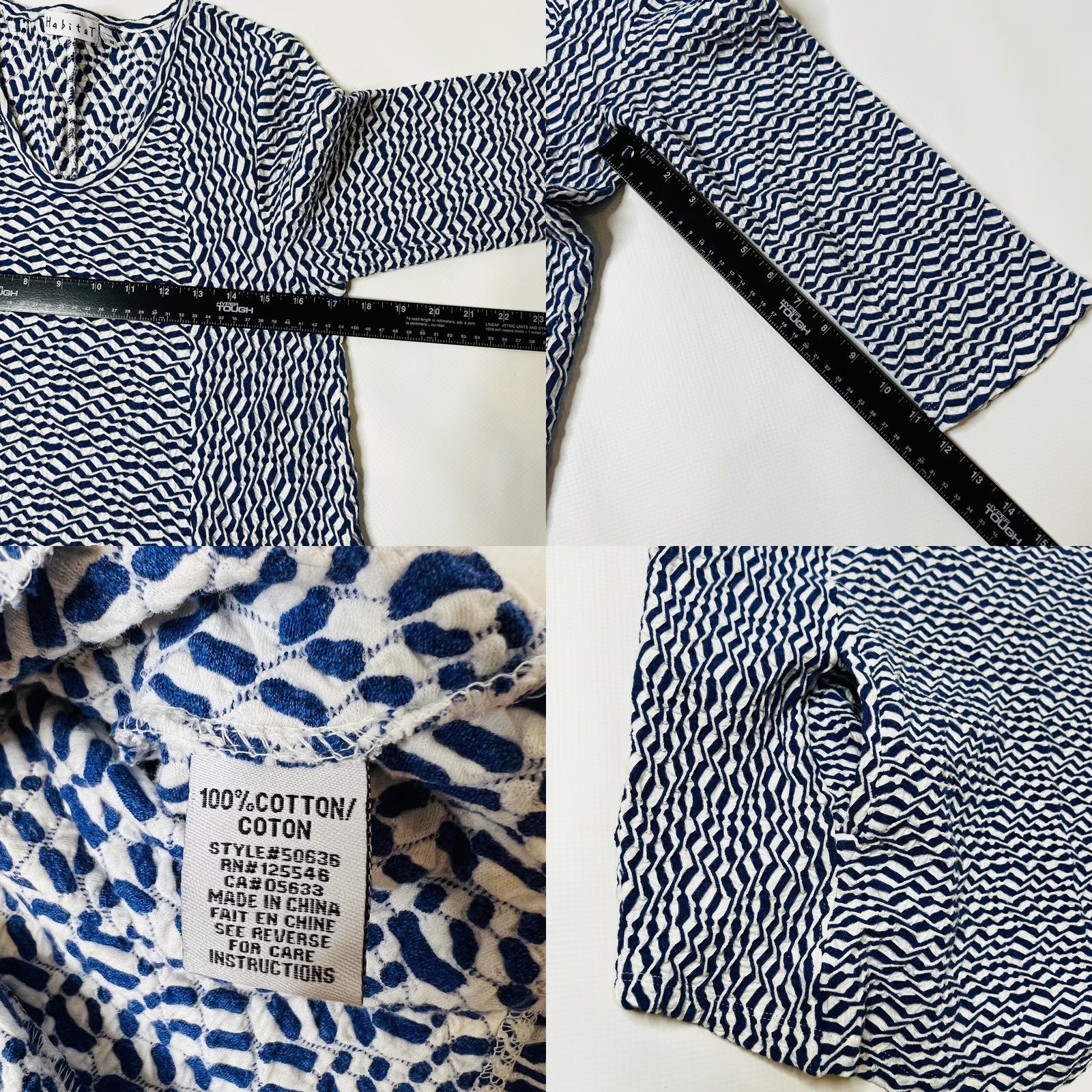 Habitat Habitat Wave Top Shirt Womens XS Blue White Abstract Print Half Sleeve Everyday Shirt Size XS / US 0-2 / IT 36-38 - 8 Thumbnail