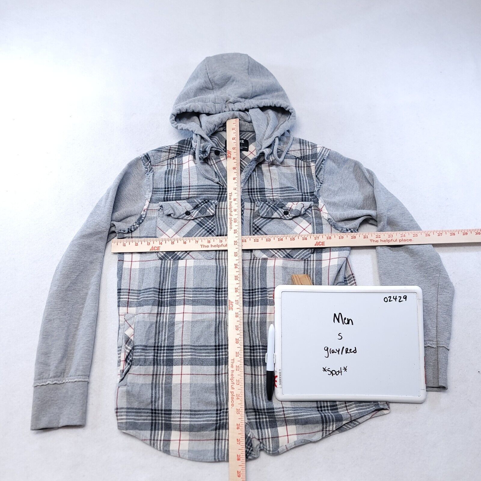 Empyre Empyre Long Sleeve Hoodie Mens Size Small S Gray Plaid Size US S / EU 44-46 / 1 - 6 Thumbnail